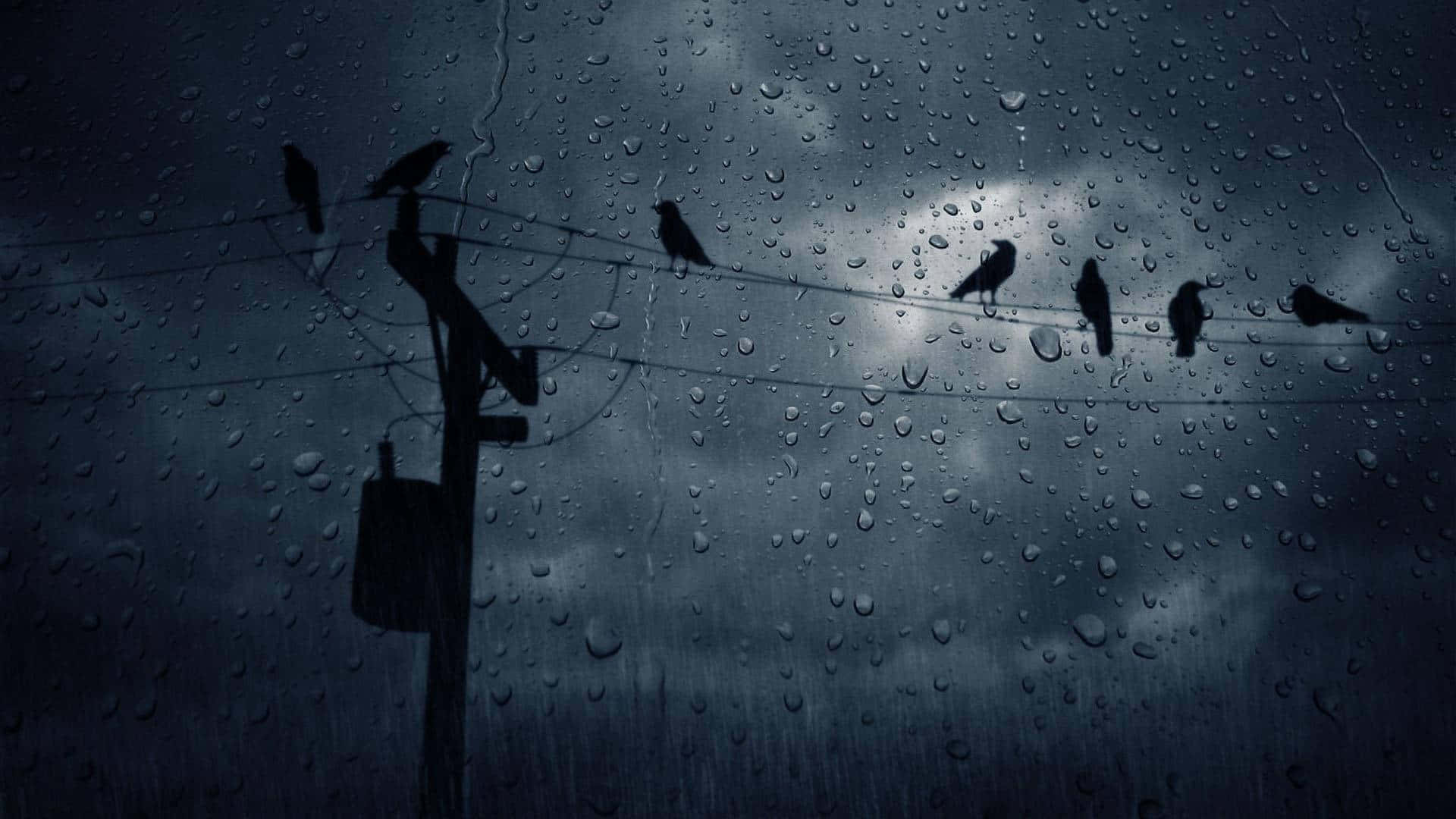 rain-slicked power line, stormy gray sky, water-dappled window, Full HD Desktop Wallpaper