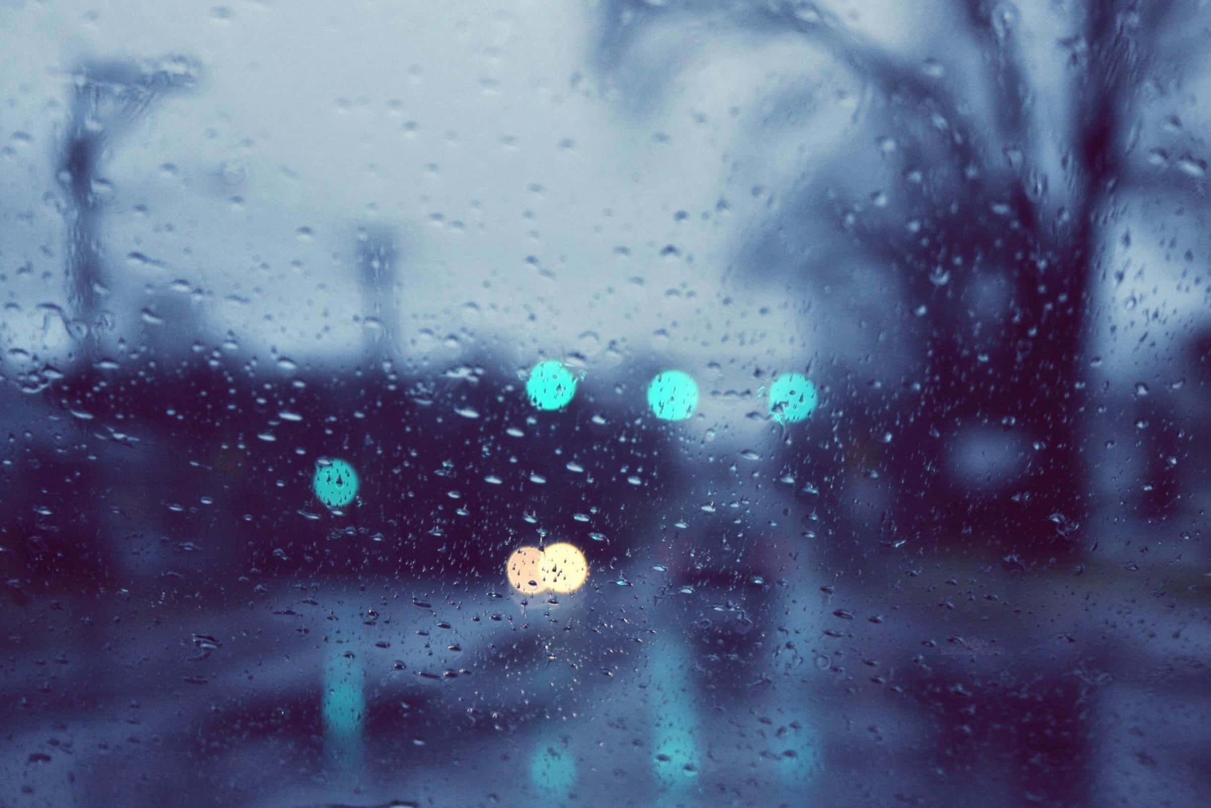 raindrops, window, bokeh lights, Full HD Desktop Wallpaper