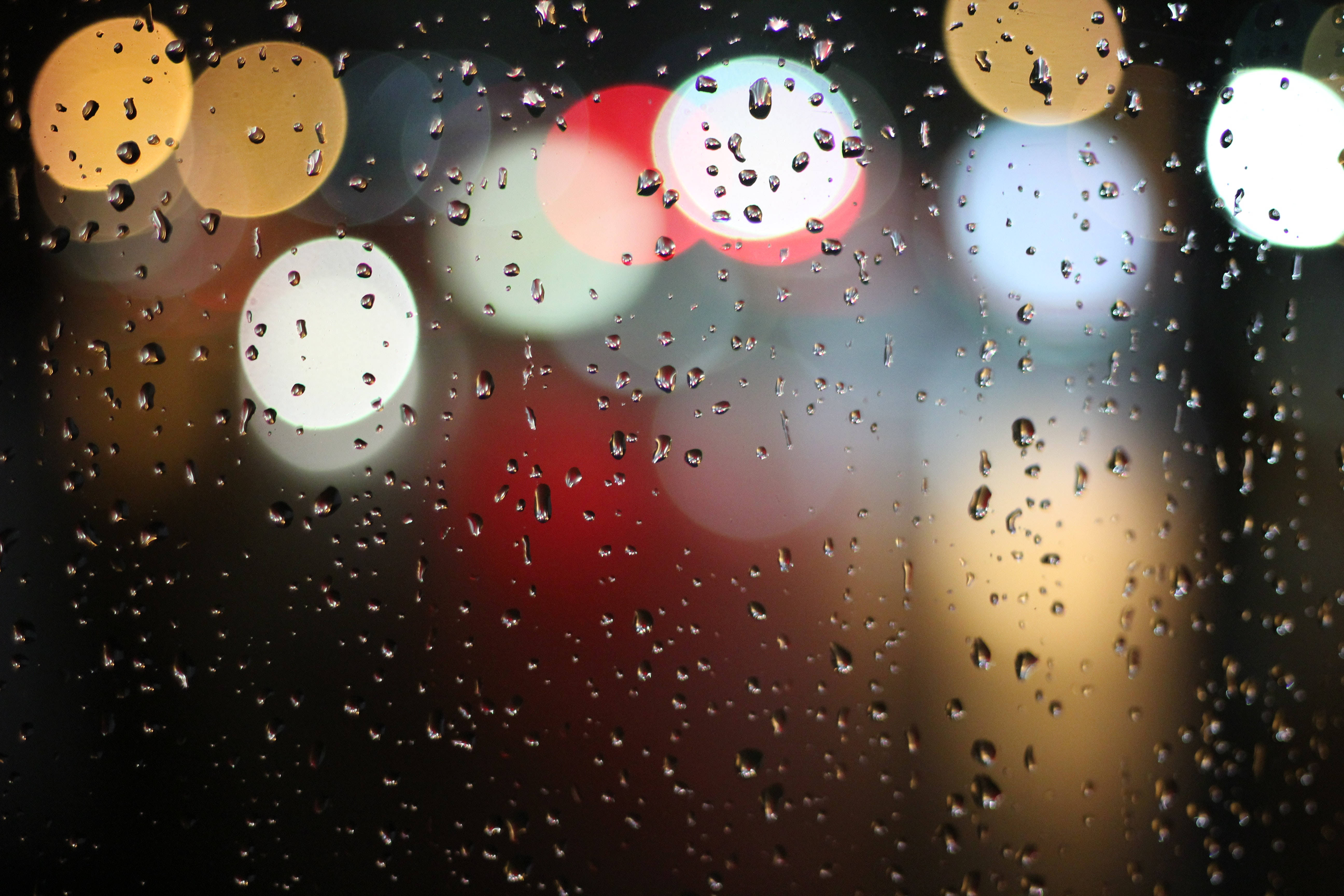 Raindrops, window, city lights, 5K Desktop Wallpaper