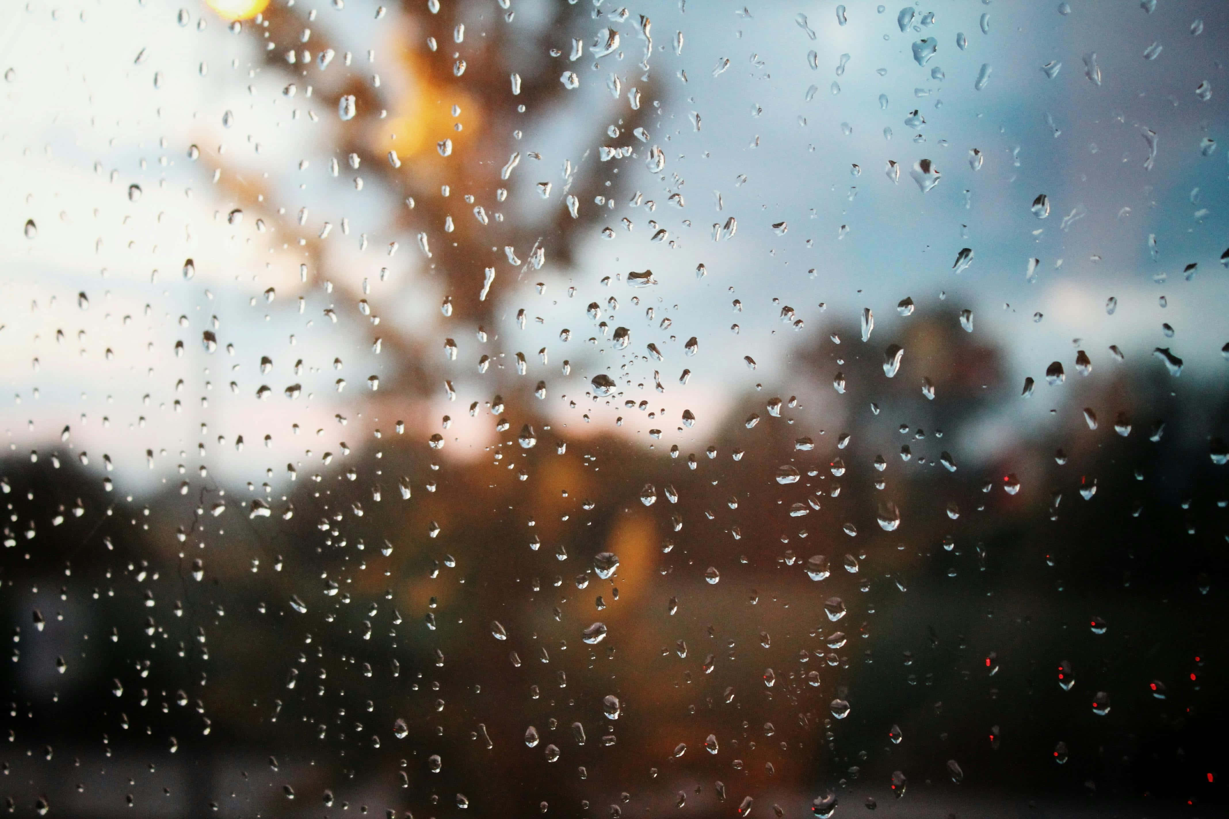 raindrops, windowpane, autumnal scene, 4K Desktop Wallpaper