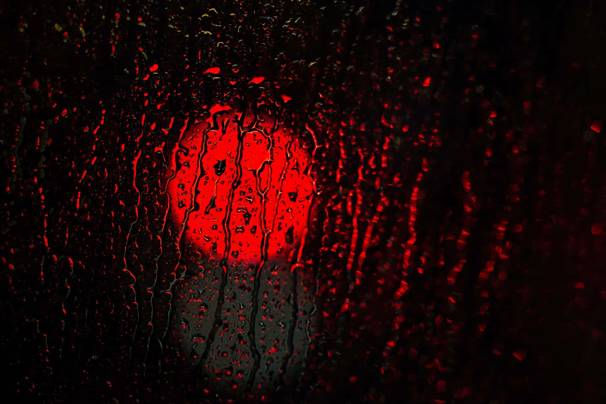 Crimson, Raindrops, Glass, Full HD Desktop Wallpaper