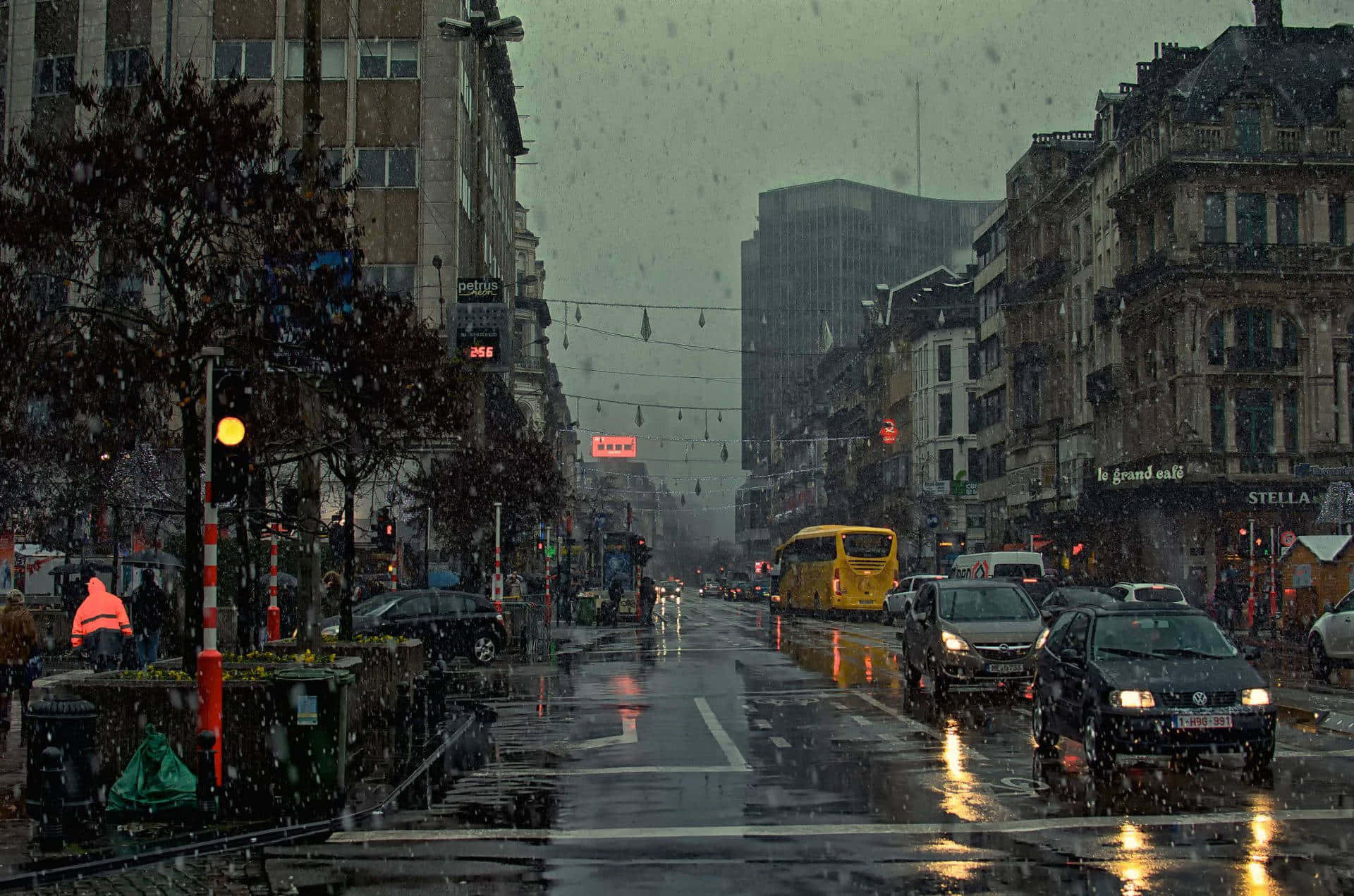 Rain world, city street, dusk, Full HD Desktop Wallpaper