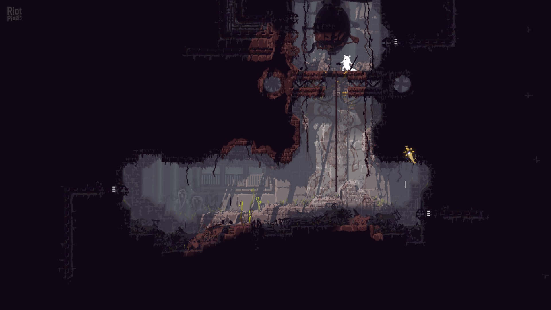Rain World, pixelated character, broken platform, Full HD Desktop Wallpaper