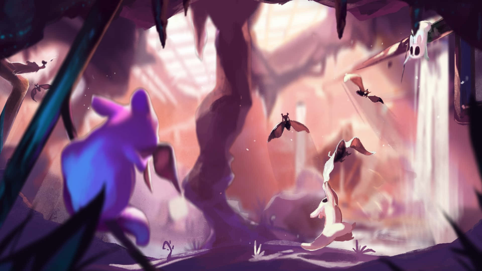 Rain World, mystical forest, glowing purple rabbit, Full HD Desktop Wallpaper