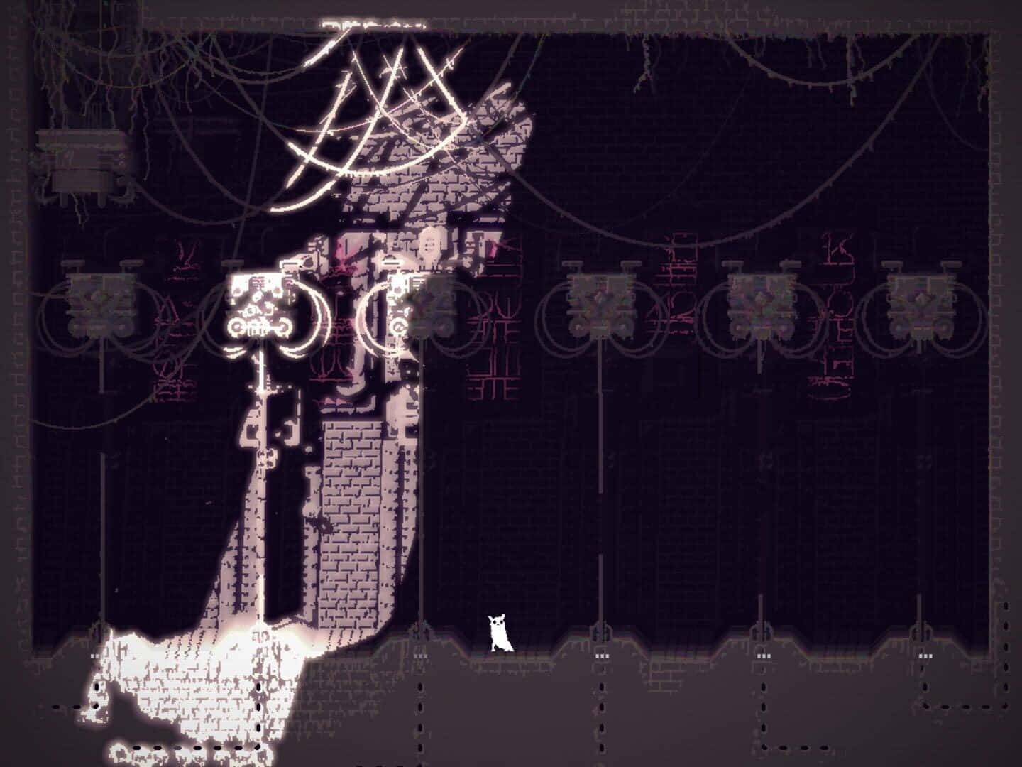 Rain World, mysterious ruins, pixelated ghostly figure, HD Desktop Wallpaper