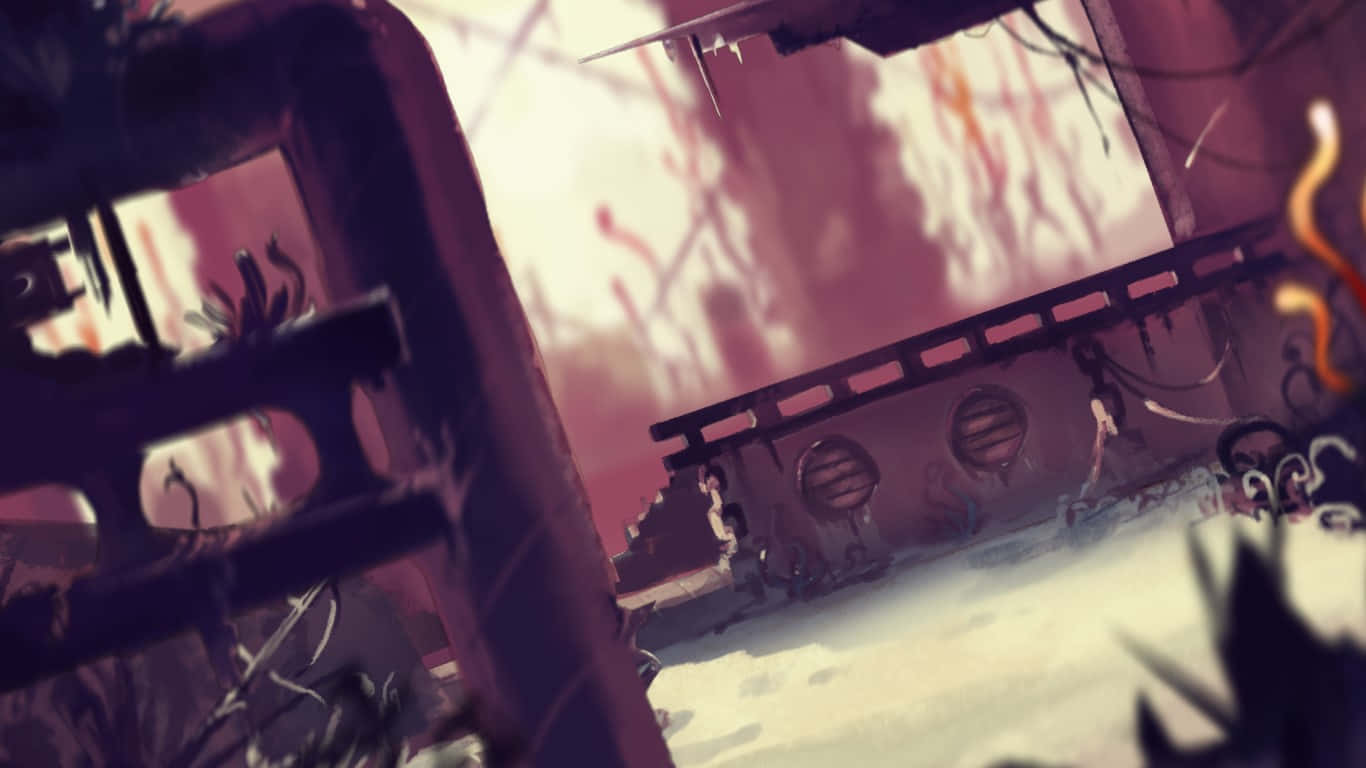 Rain World, mysterious industrial landscape, glowing pink, HD Desktop Wallpaper