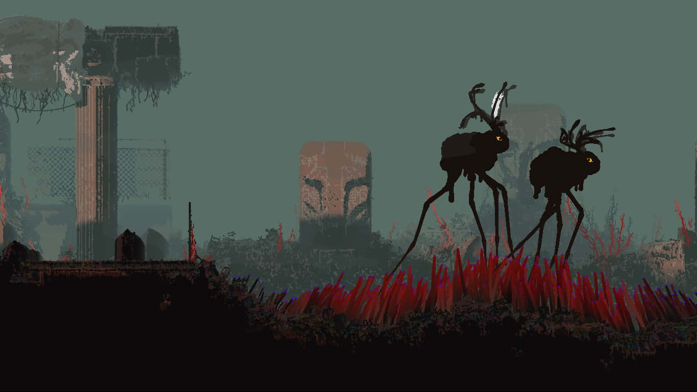 Rain World, black deer, glowing eyes, HD Desktop Wallpaper