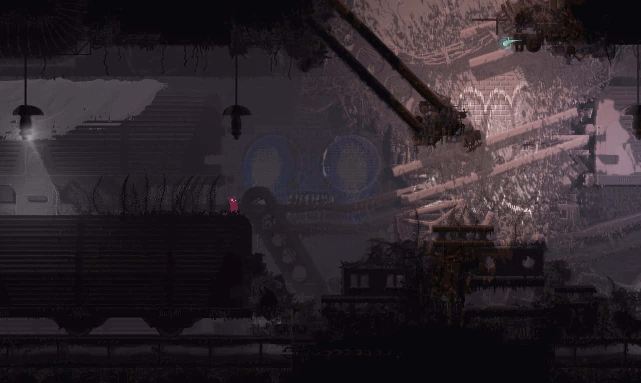 Rain World, pink creature, rusted train car, HD Desktop Wallpaper