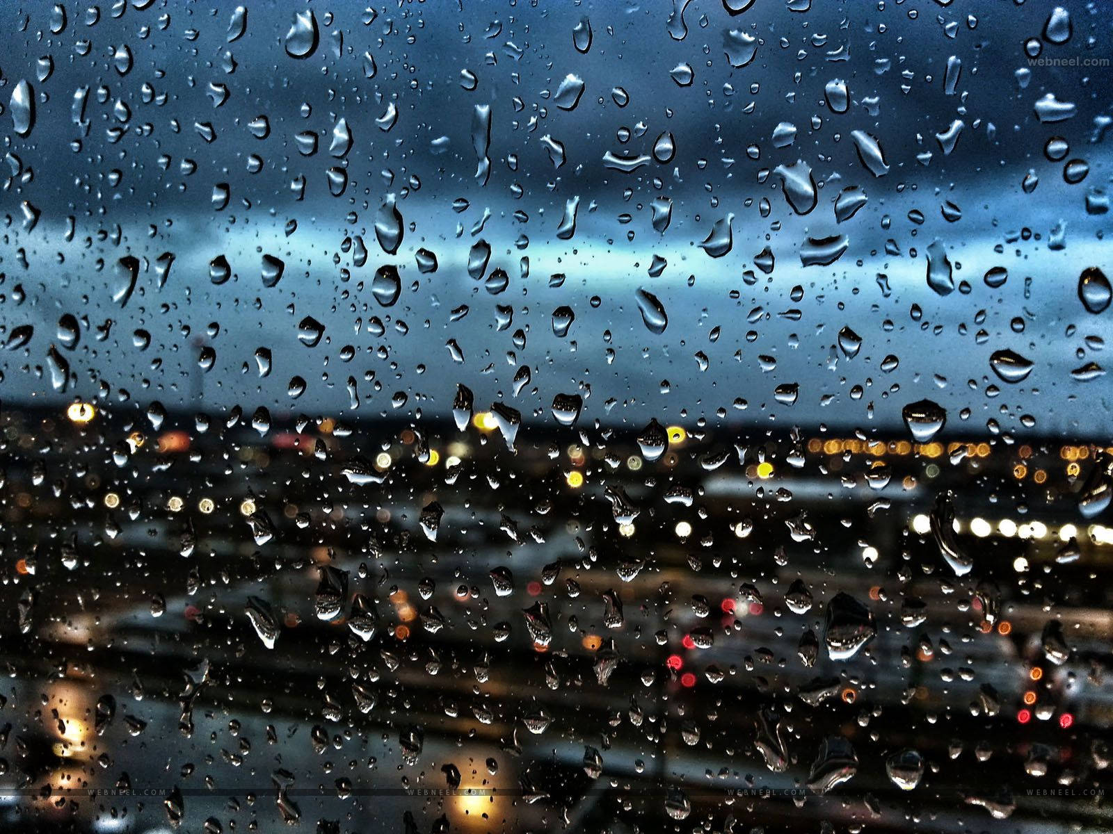 raindrops, window, cityscape, HD Desktop Wallpaper