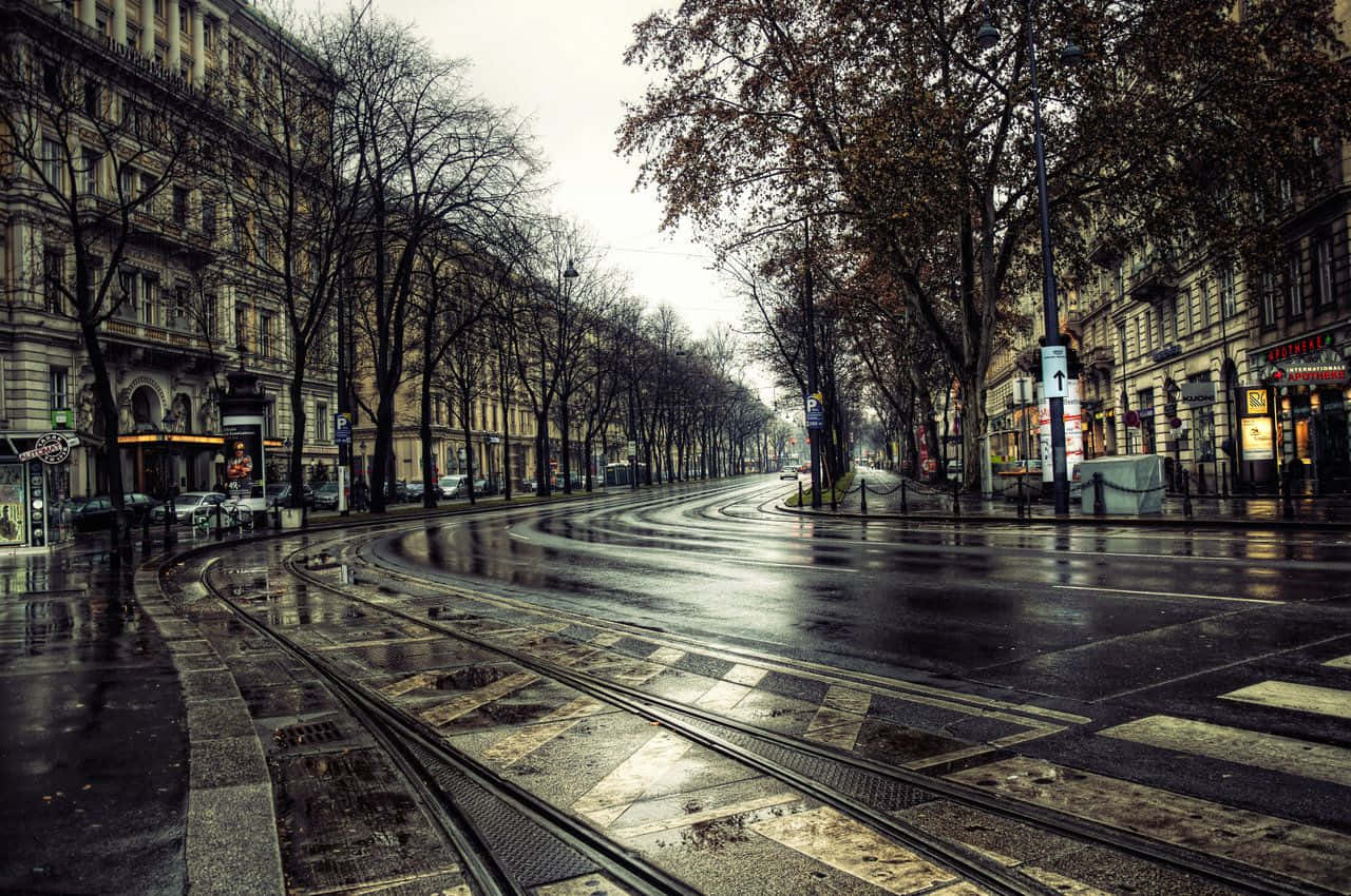 Rain, 4K, wet urban street, HD Desktop Wallpaper