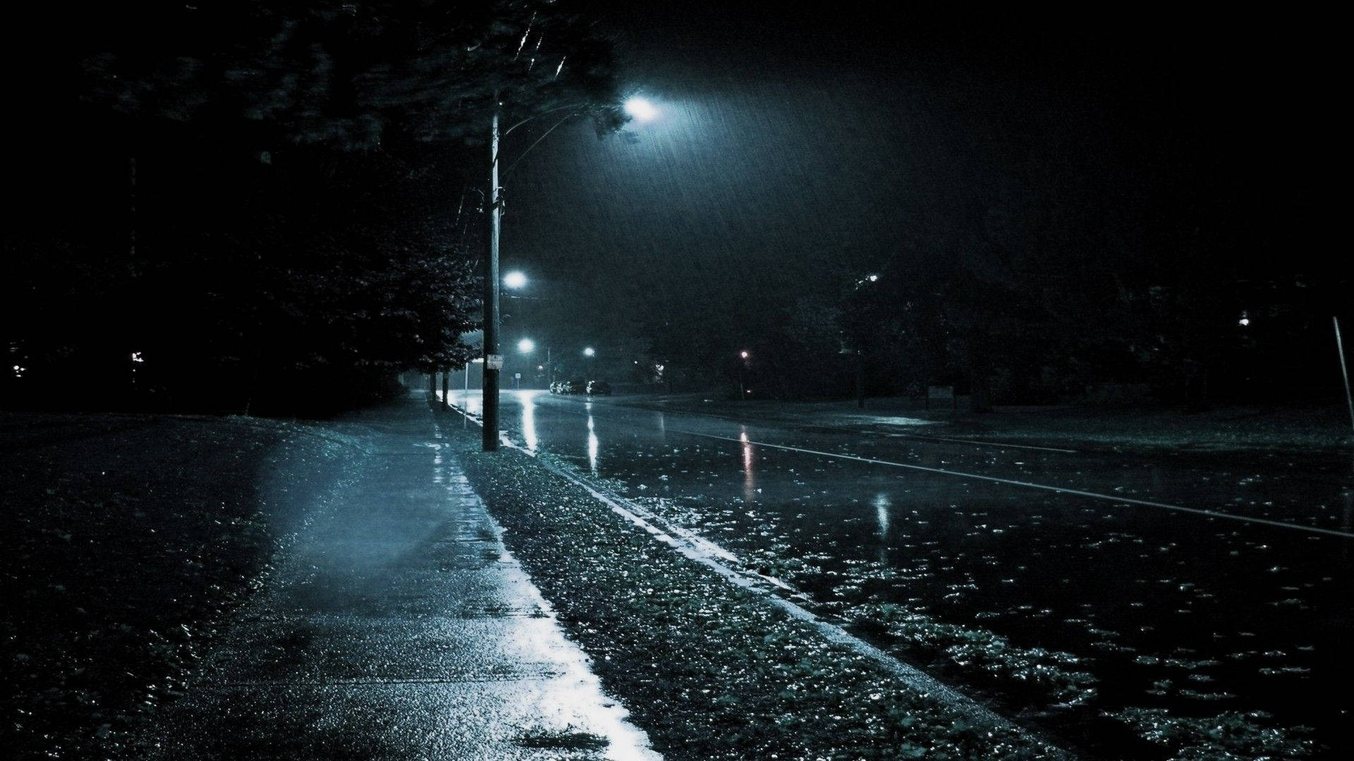 urban street, night, streetlights, Full HD Desktop Wallpaper