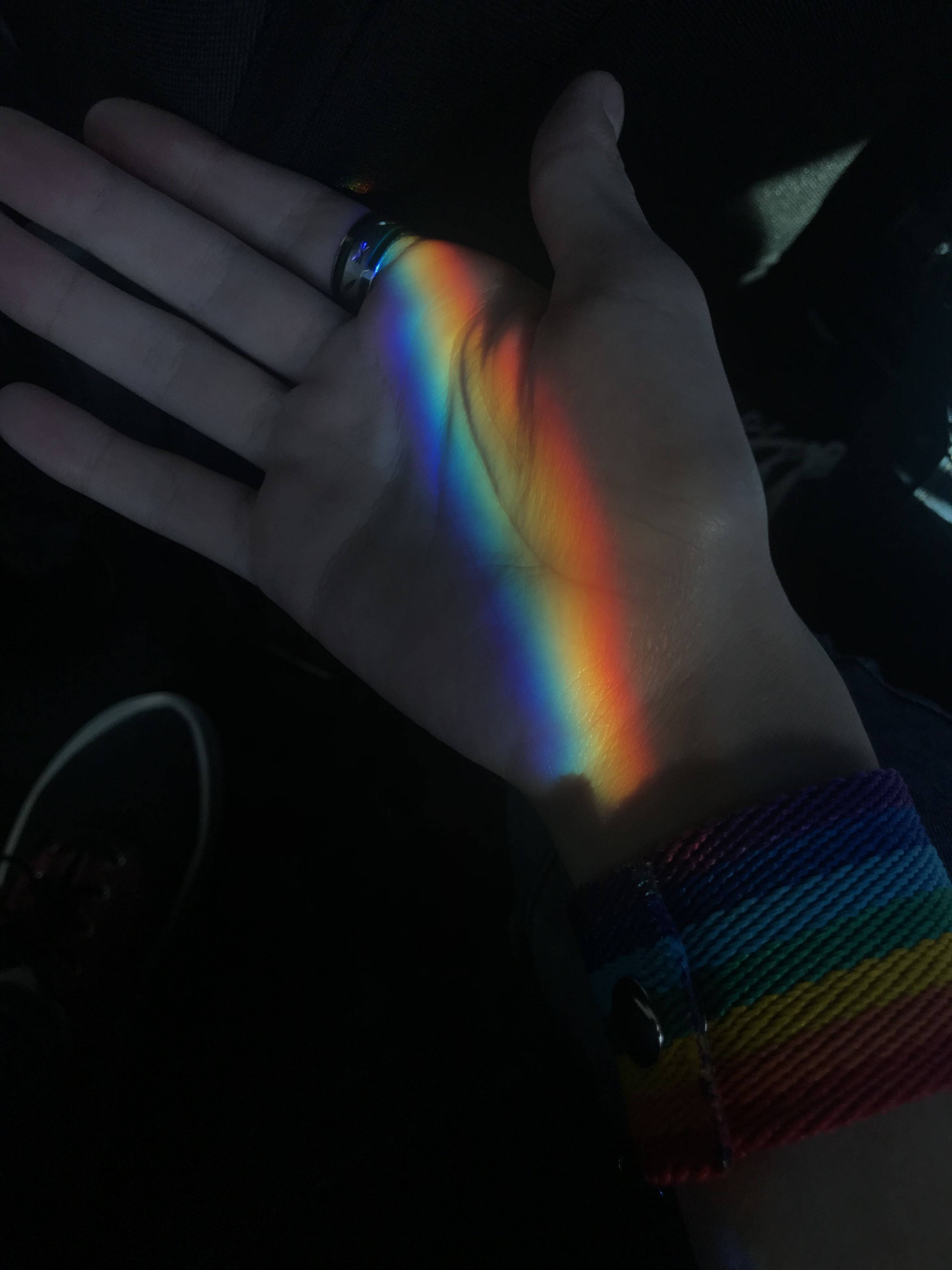 Rainbow Aesthetic, rainbow light projection, rainbow wristband, 4K Phone Wallpaper