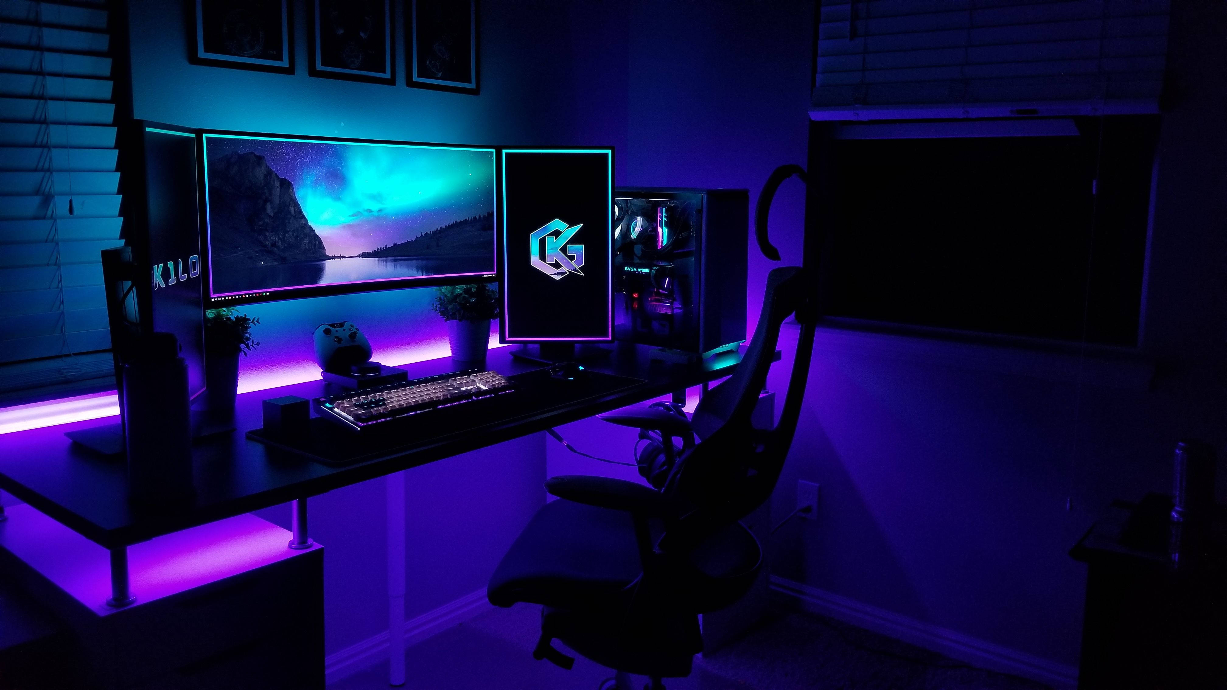 RGB, 4K, purple LED light, 4K Desktop Wallpaper