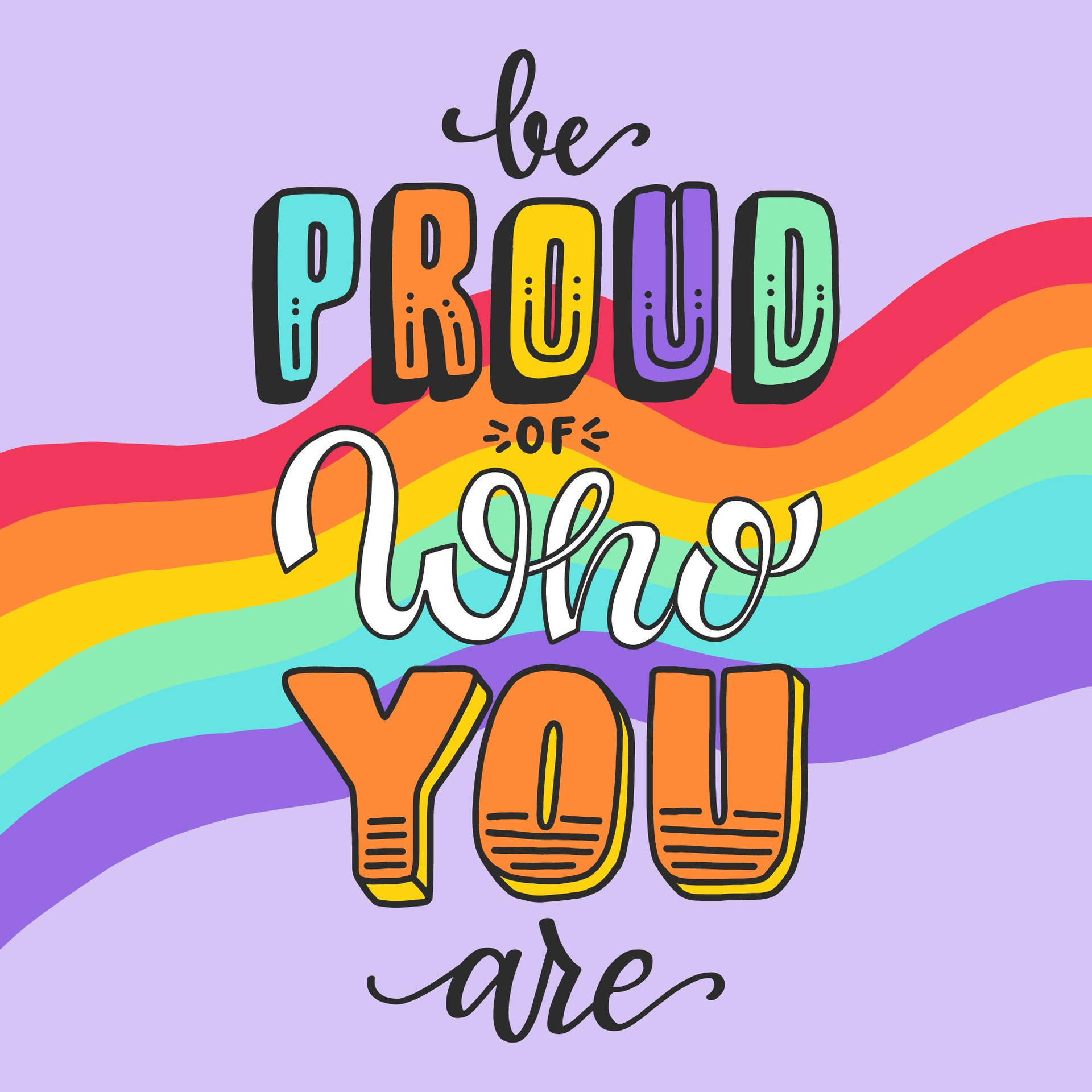 Cute Pride, rainbow waves, bold colorful text, Full HD Desktop Wallpaper