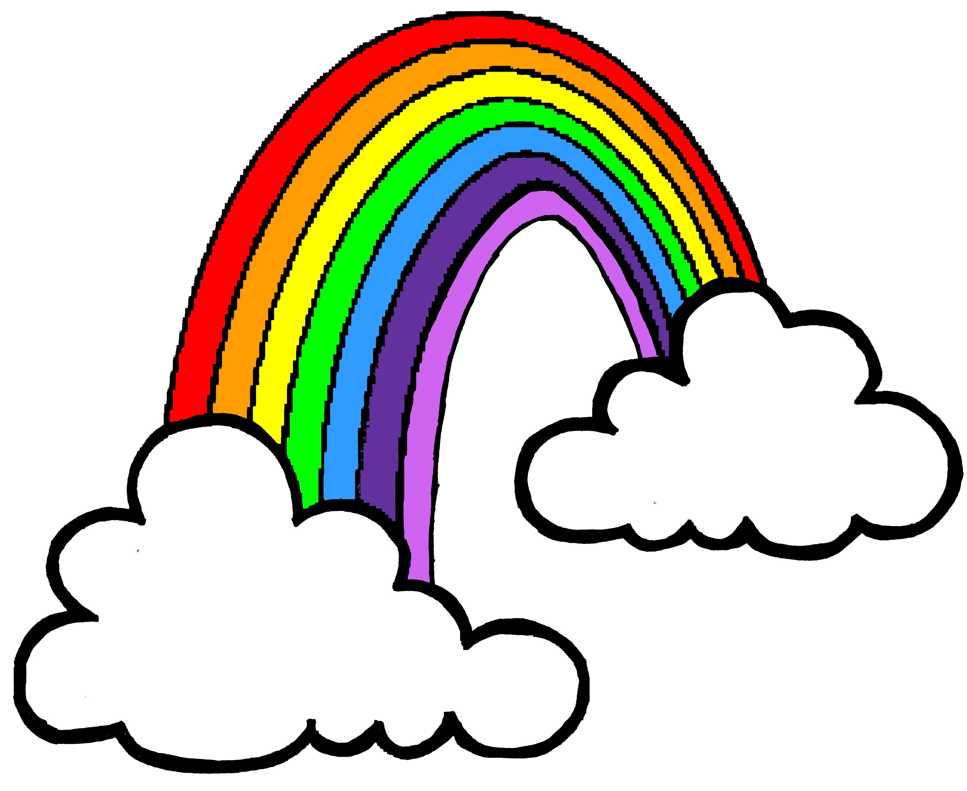 colorful rainbow, clouds, red orange yellow green blue and purple arcs, 2K Desktop Wallpaper