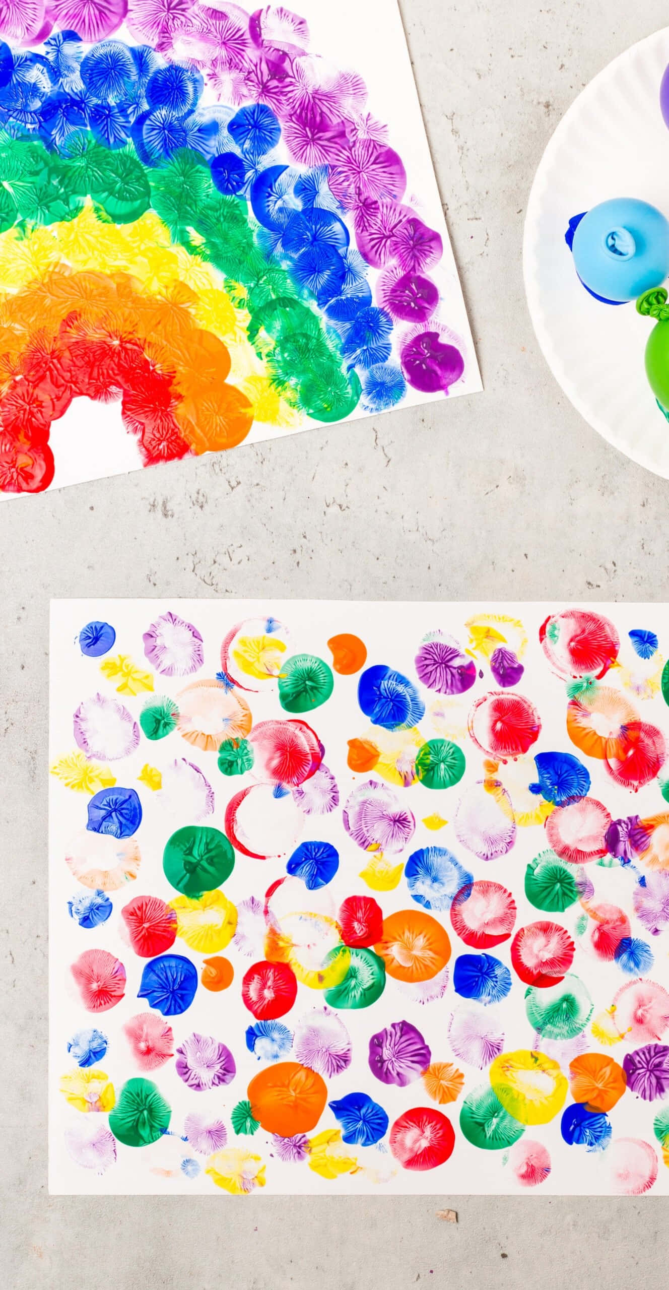 rainbow, colorful thumbprints, child's finger paint, 2K Phone Wallpaper