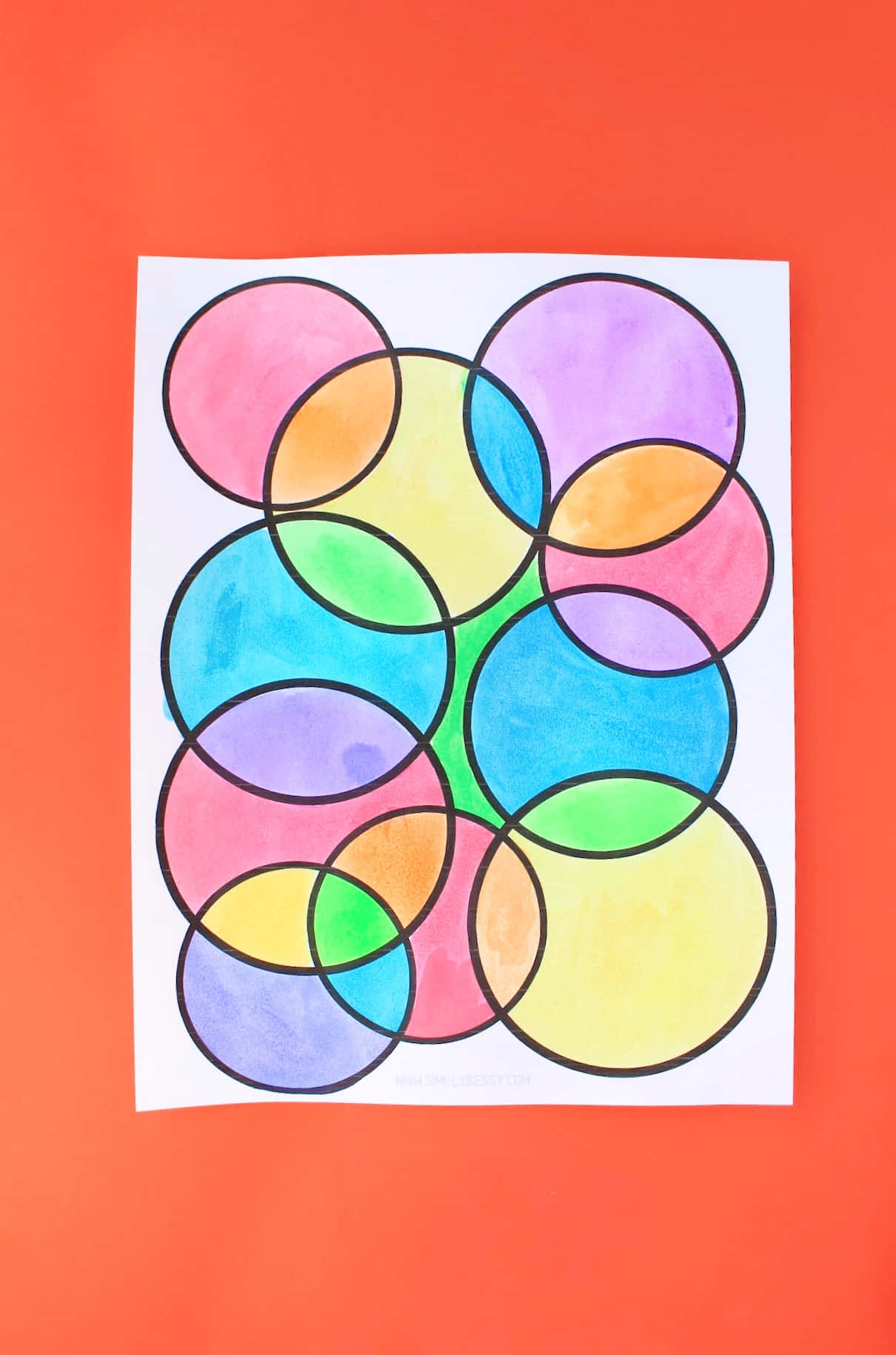 colorful circle overlap art, rainbow hues, white paper, HD Phone Wallpaper