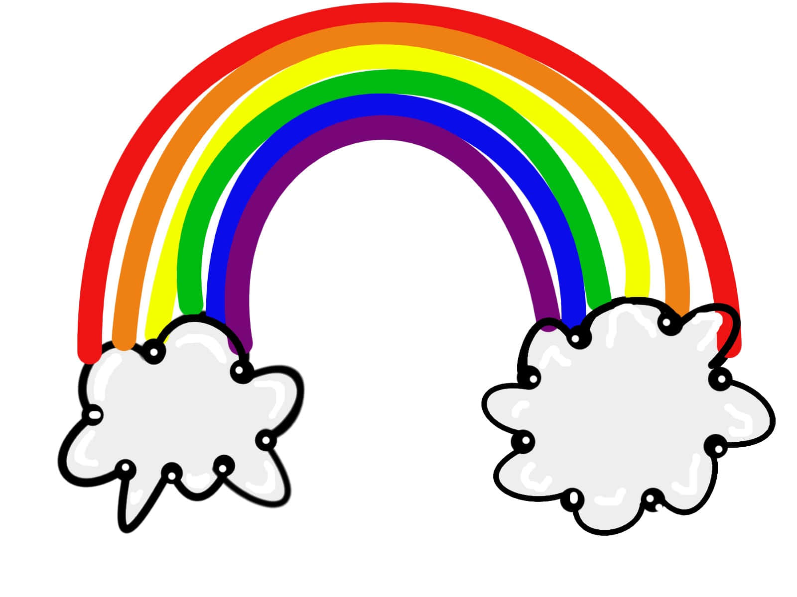 rainbow, red orange yellow green blue and purple arcs, fluffy white clouds, HD Desktop Wallpaper