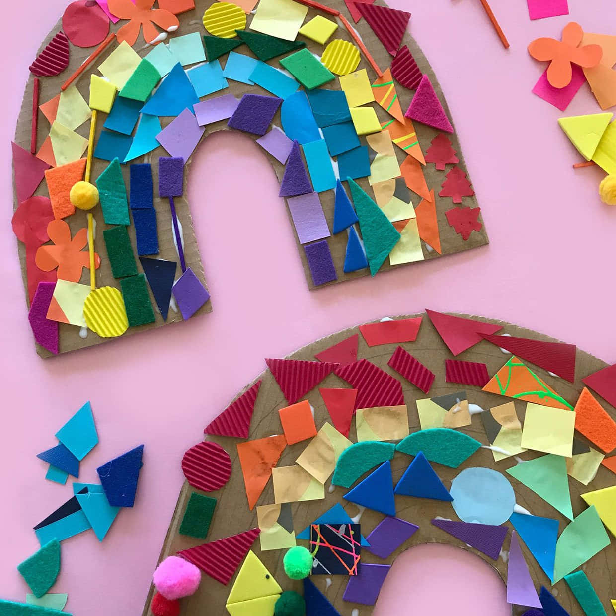 mesmerizing spectrum, rainbow, colorful felt shapes, SD Desktop Wallpaper