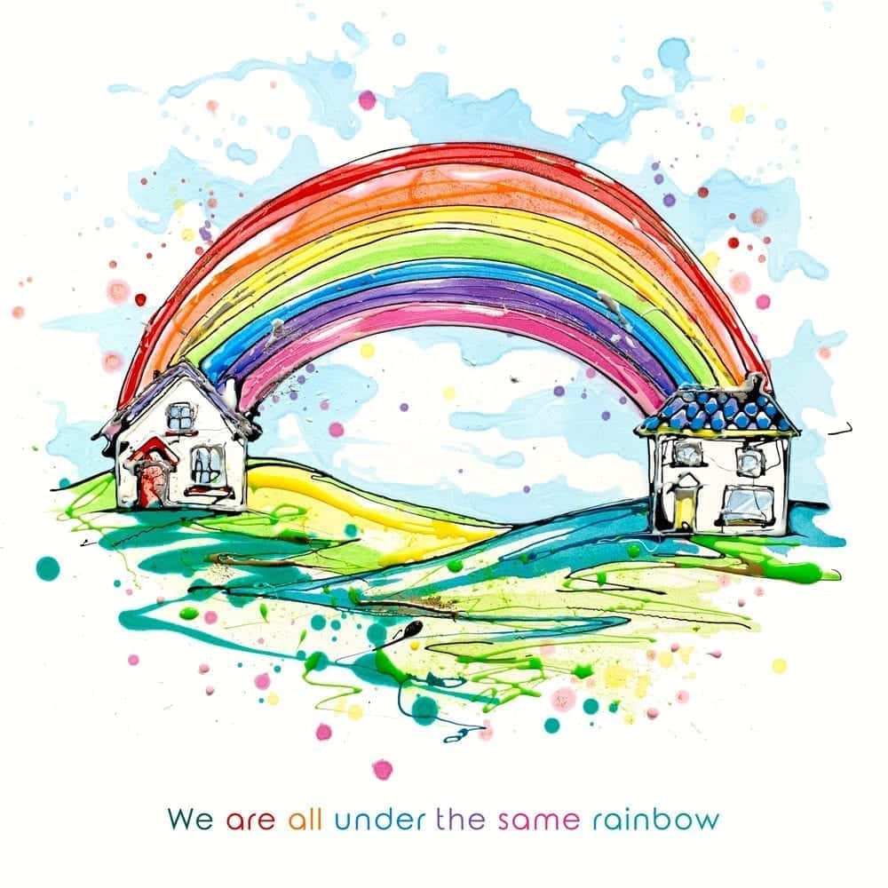 Rainbow Art, vibrant rainbow, colorful hill, SD Desktop Wallpaper