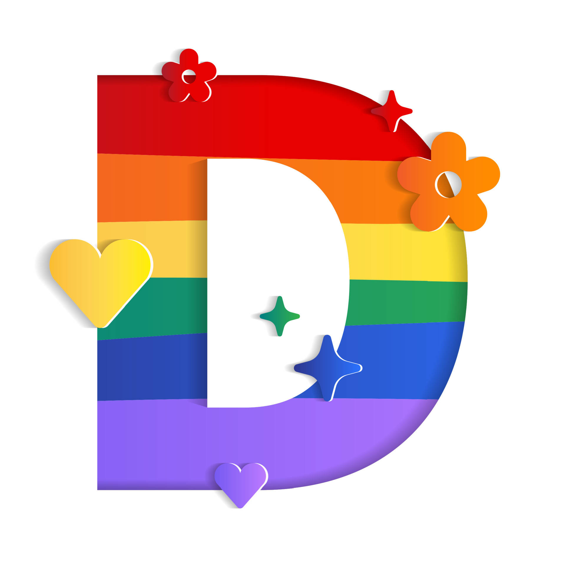 Rainbow Brite, letter D, paper-cut flowers, Full HD Phone Wallpaper