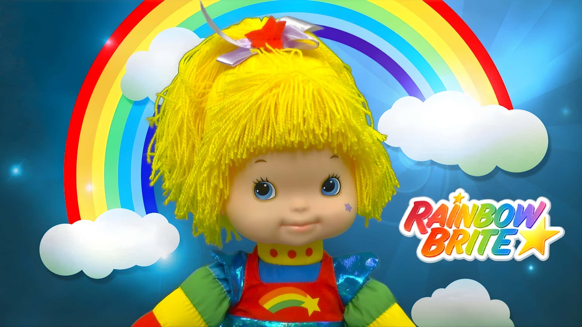 Rainbow Brite, yellow yarn hair, rainbow outfit, Full HD Desktop Wallpaper