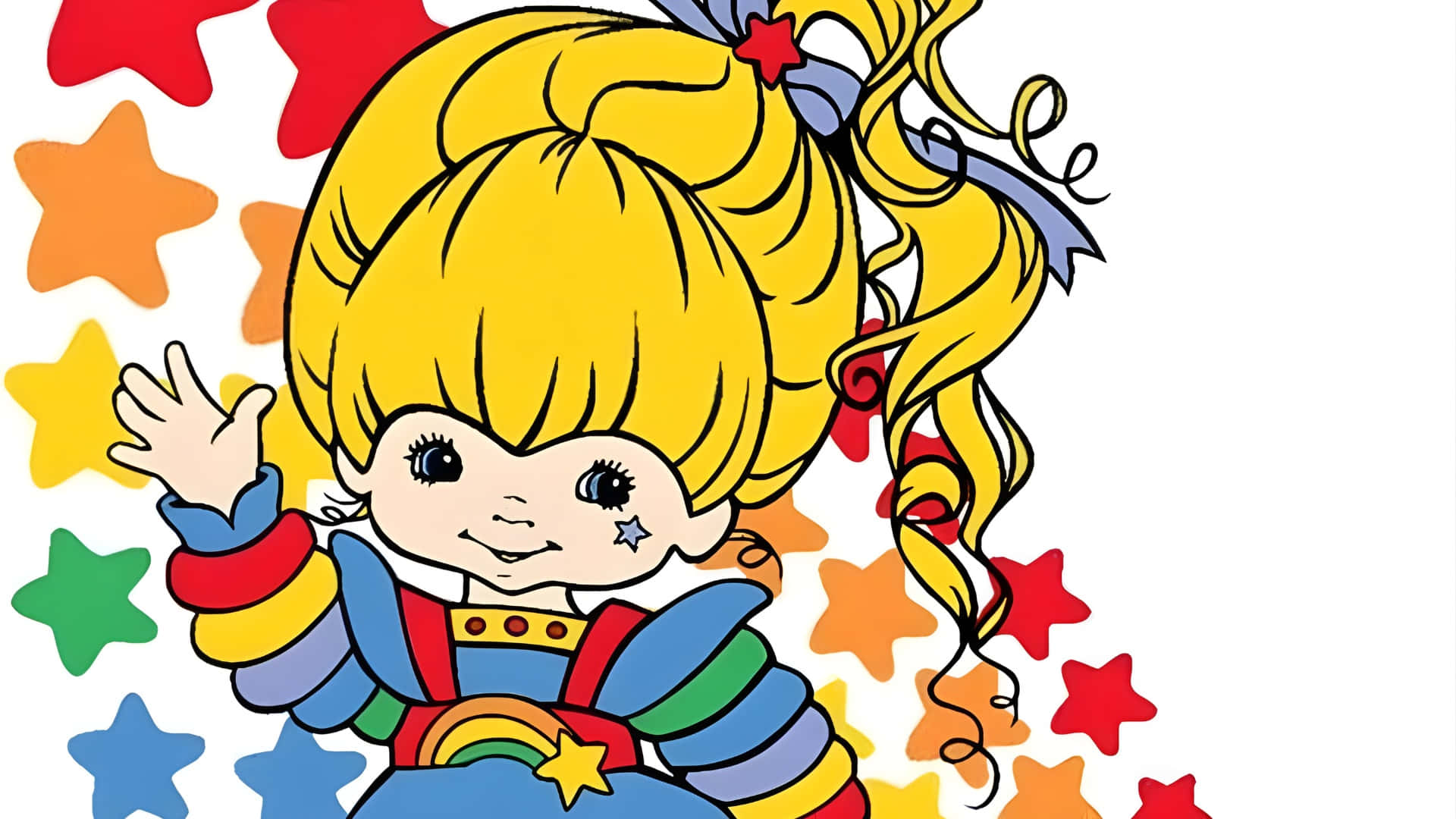 Rainbow Brite, blonde pigtails, colorful stars, Full HD Desktop Wallpaper