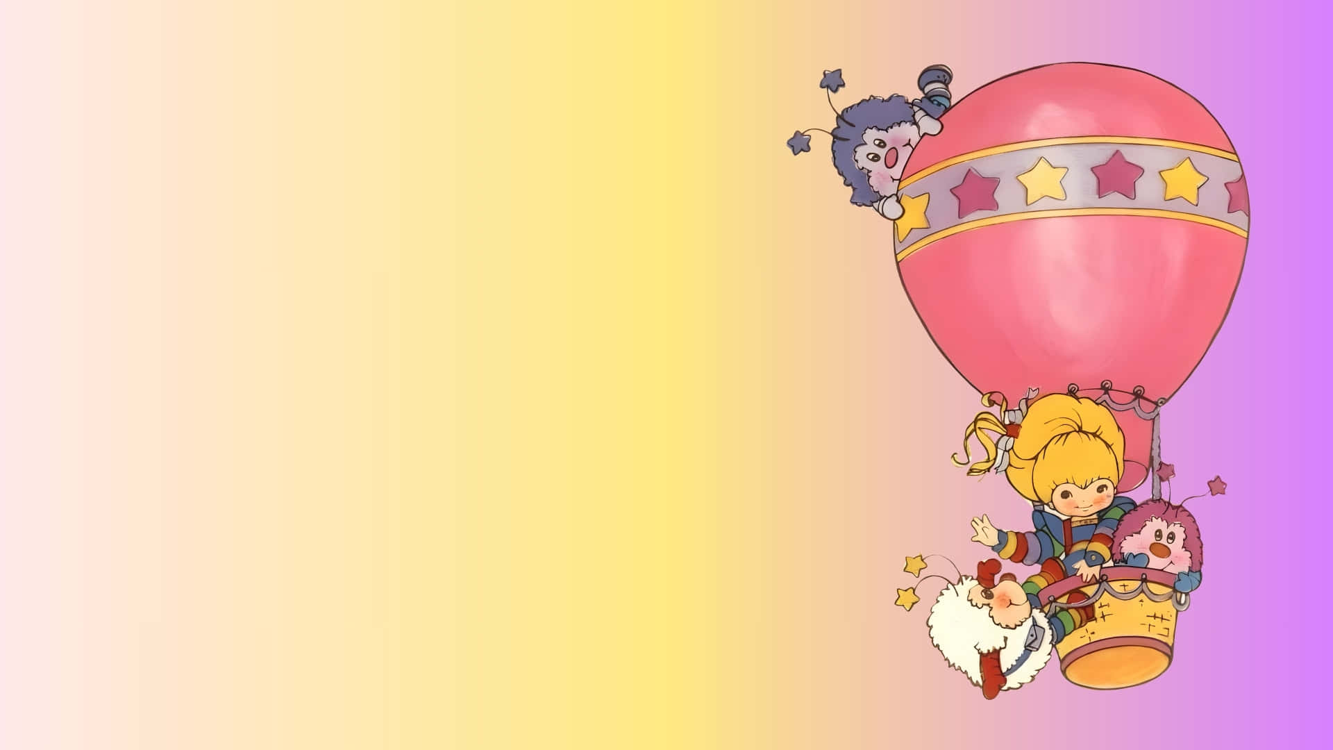 Rainbow Brite, hot air balloon, pink hot air balloon, Full HD Desktop Wallpaper