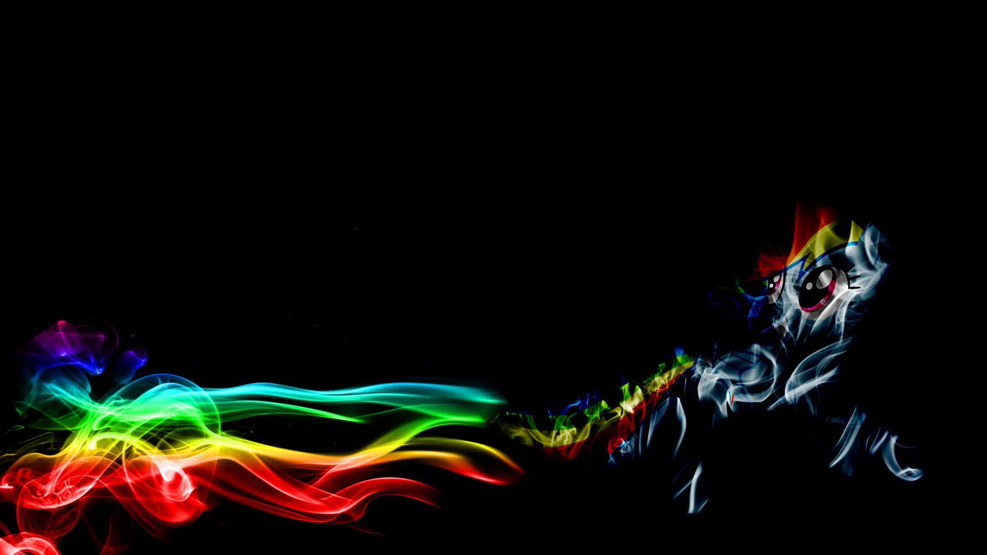 rainbow smoke, black void, stylized face, Full HD Desktop Wallpaper
