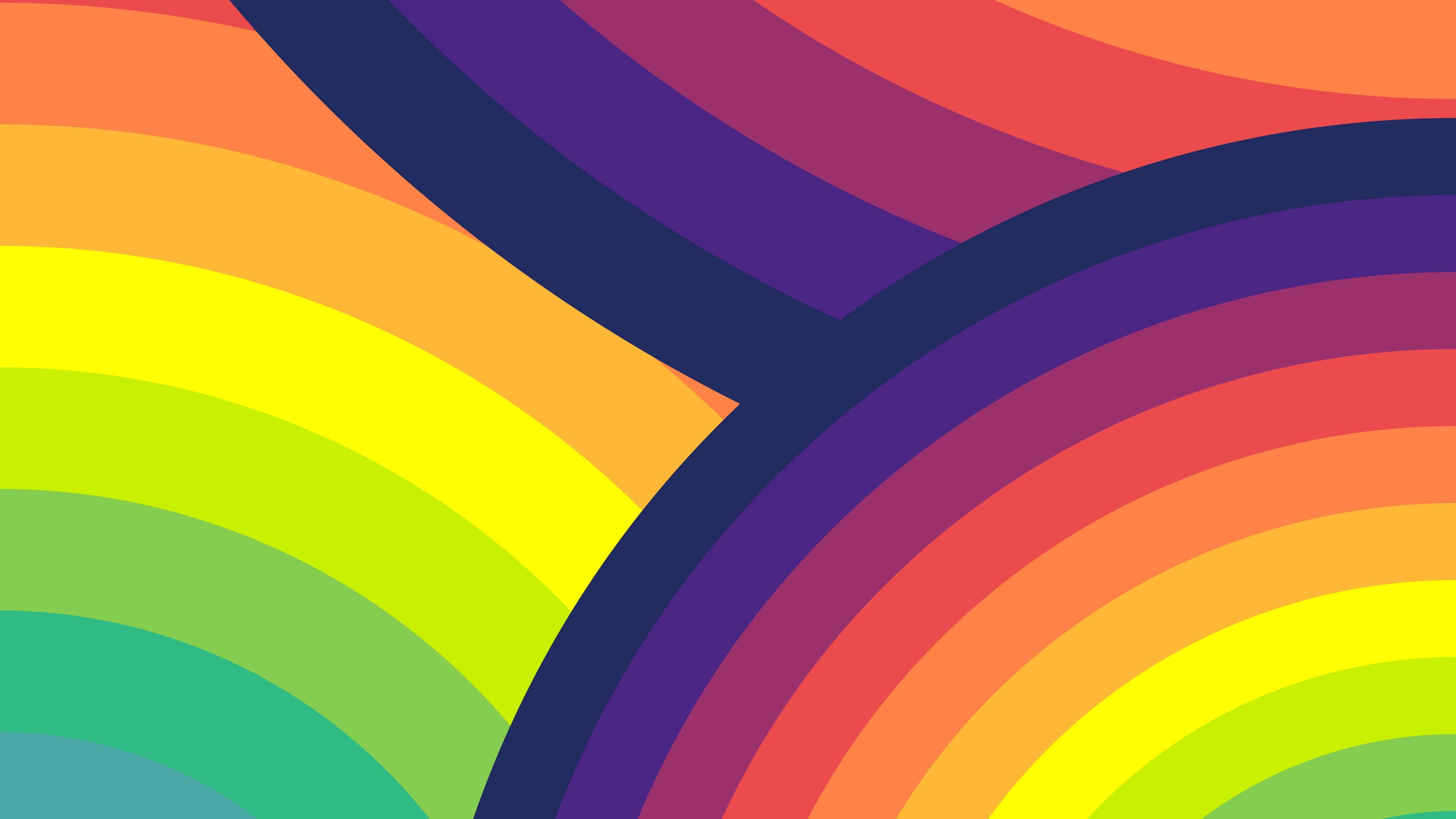 abstract rainbow swirl, vibrant abstract rainbow arcs, bold colors, 4K Desktop Wallpaper