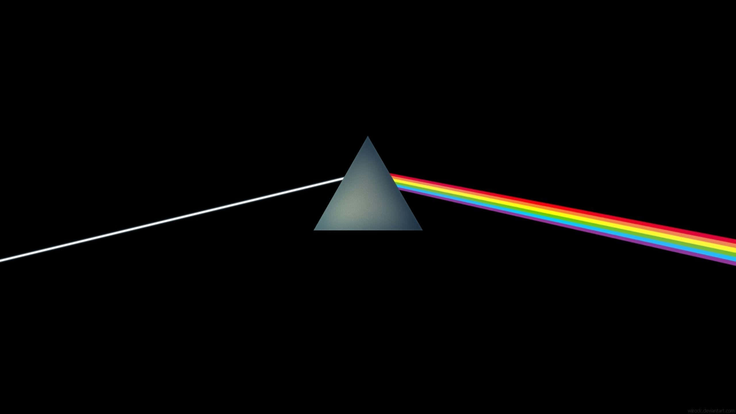 dark side of the moon, silver triangular prism, white light beam, 2K Desktop Wallpaper