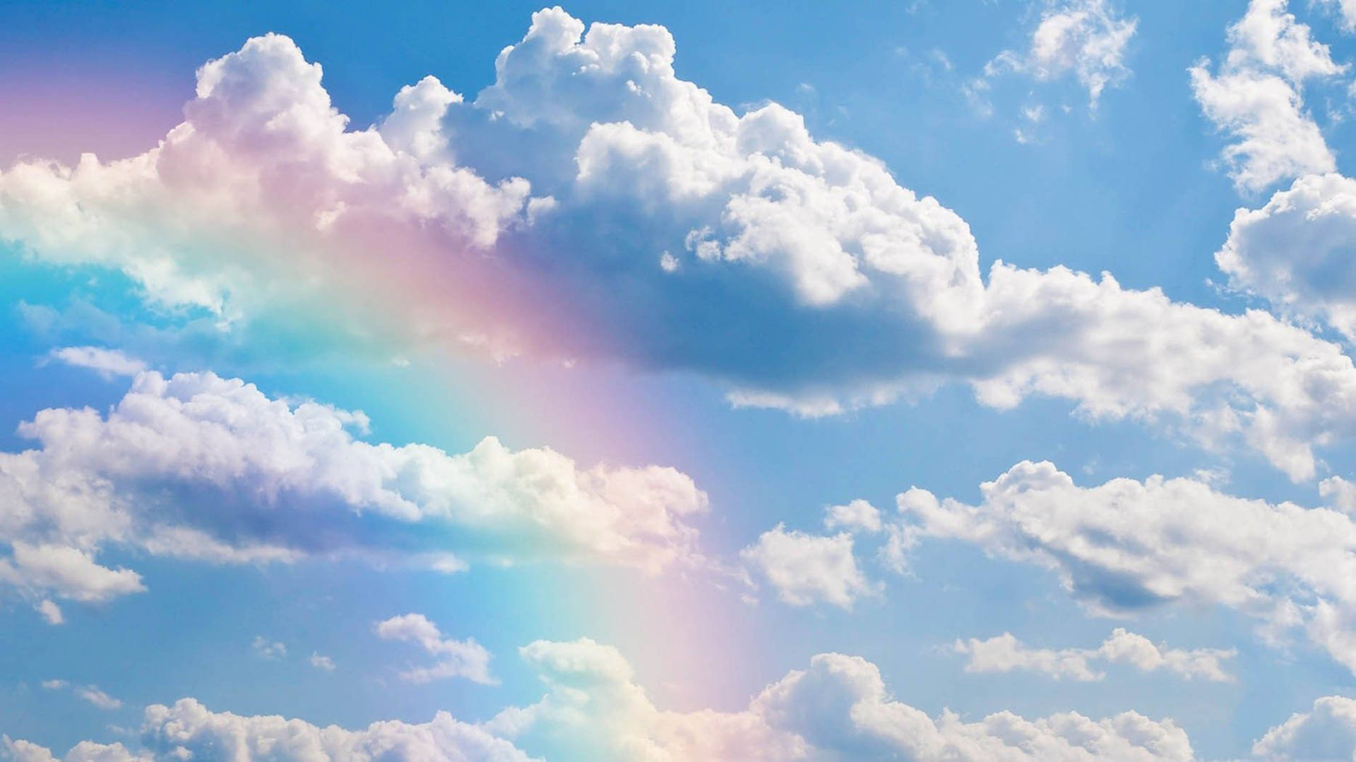 rainbow, cloud, bright blue sky, Full HD Desktop Wallpaper