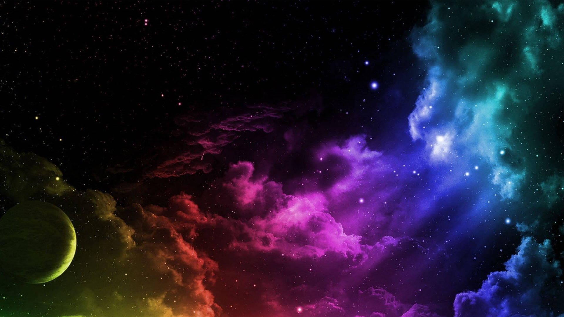 Moon, Rainbow Galaxy, purple blue, Full HD Desktop Wallpaper