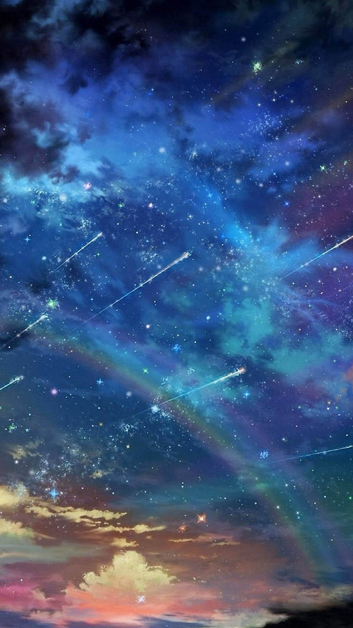 Rainbow Galaxy, shooting stars, cosmic sky, 2K Phone Wallpaper