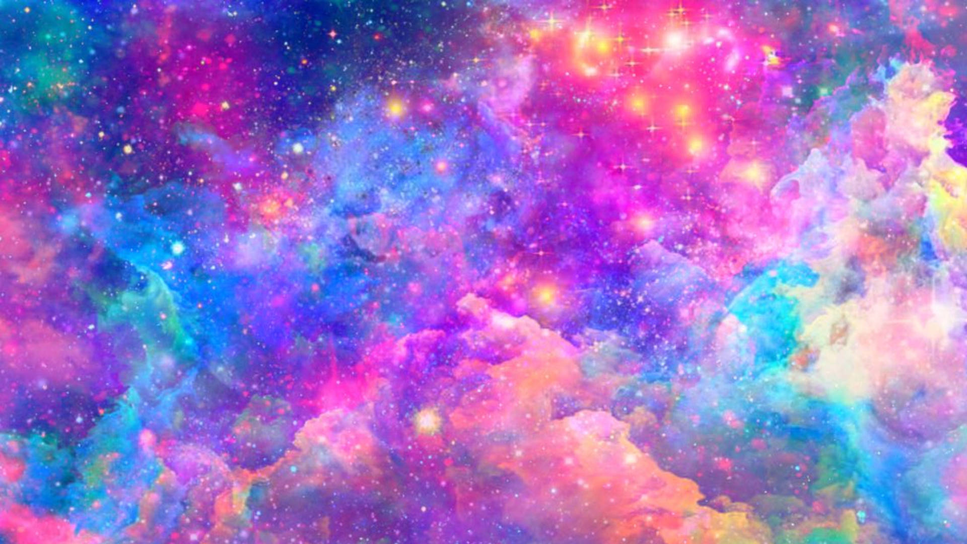 Rainbow Galaxy, cloudy sky, cosmic nebula, Full HD Desktop Wallpaper