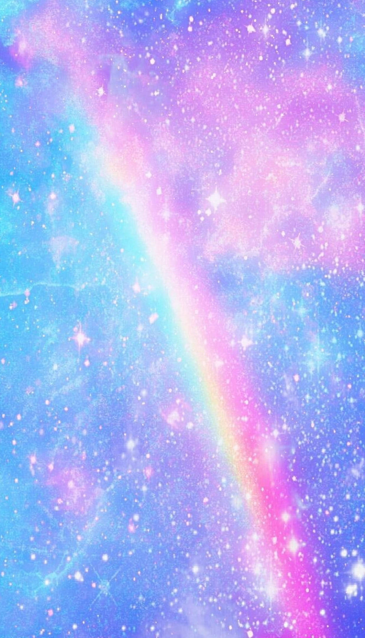 Starry Pastel Rainbow Galaxy, rainbow shooting star, pastel pink blue and purple nebulae, Full HD Phone Wallpaper