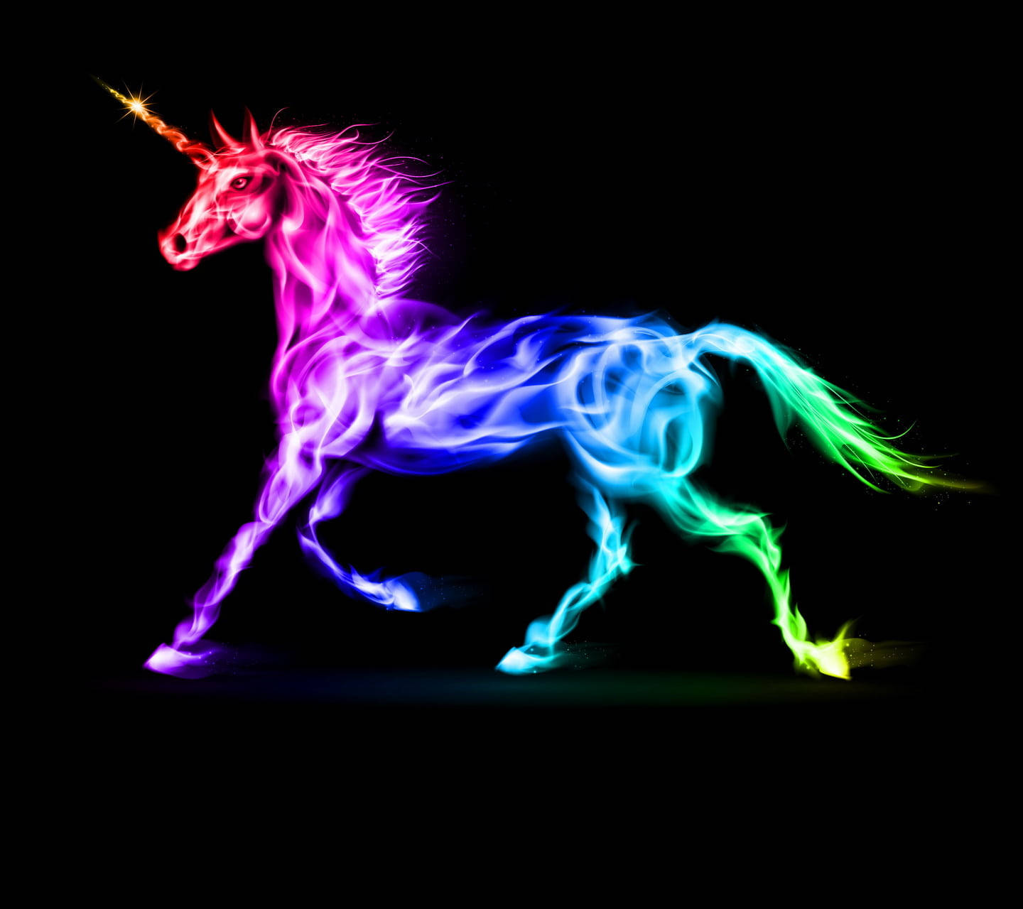 Rainbow Galaxy, neon unicorn, black void, HD Desktop Wallpaper