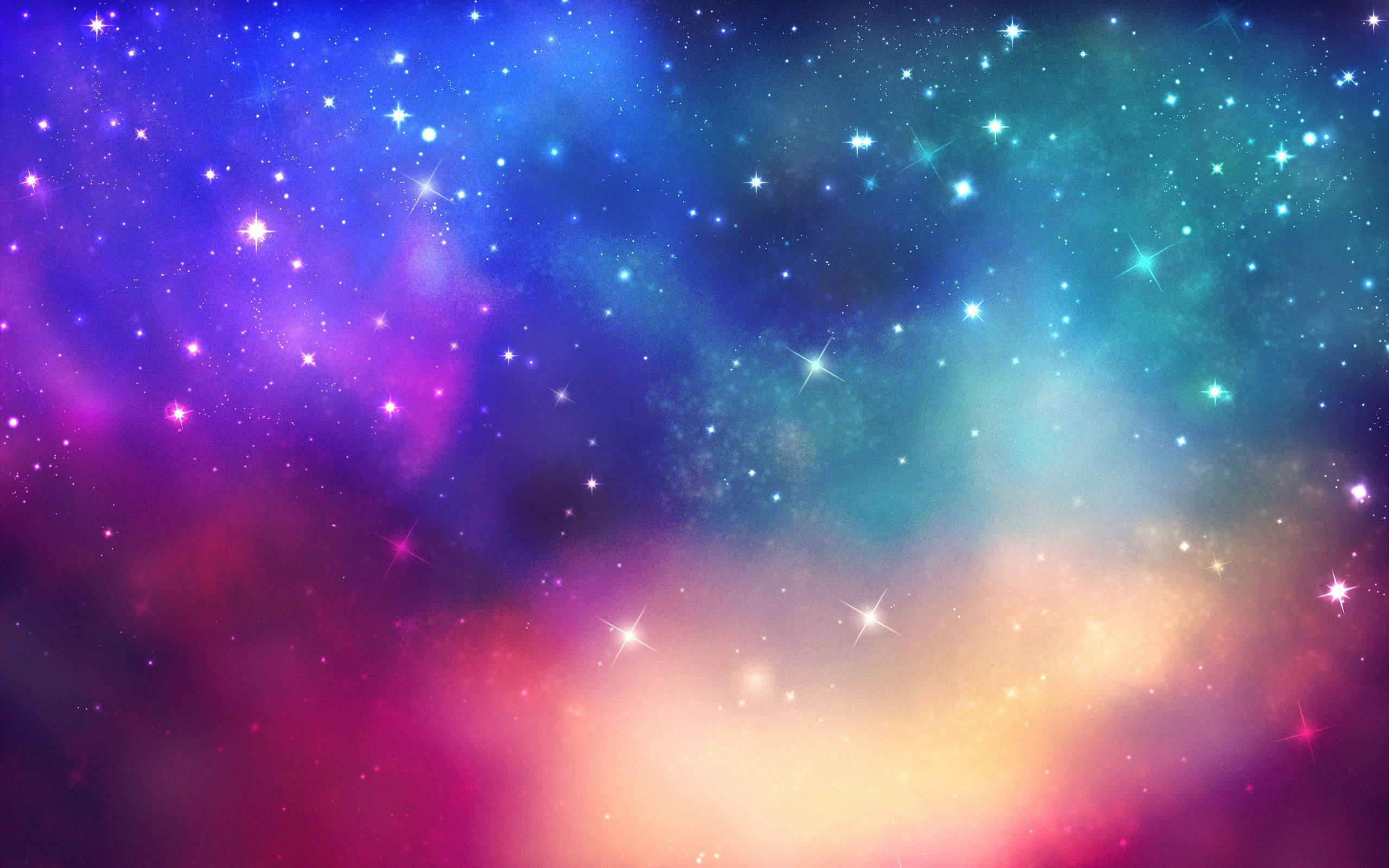 Rainbow Galaxy, vast cosmos, glowing stars, 2K Desktop Wallpaper