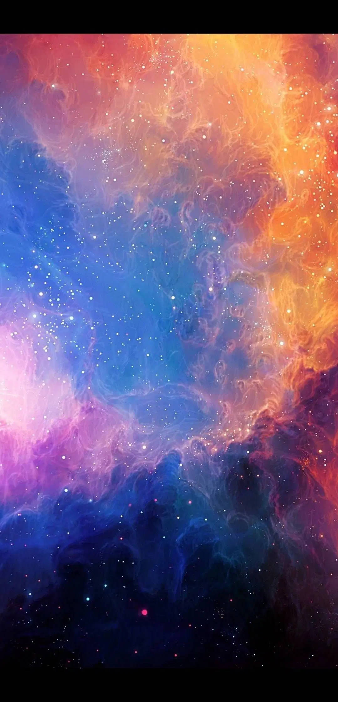 rainbow galaxy, cosmic nebula, fiery orange, Full HD Phone Wallpaper