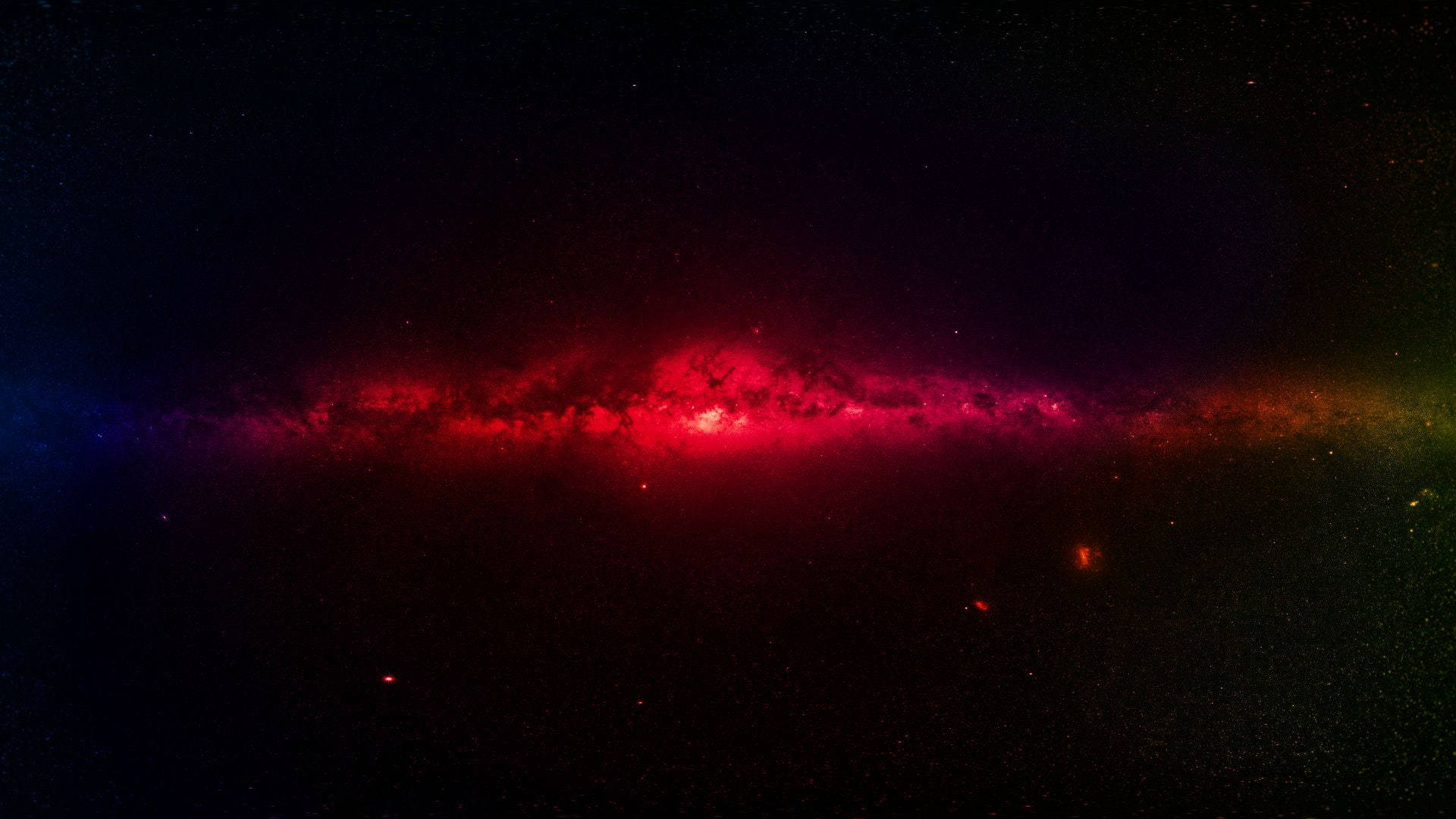 multicolor aurora, galaxy, red nebula, Full HD Desktop Wallpaper