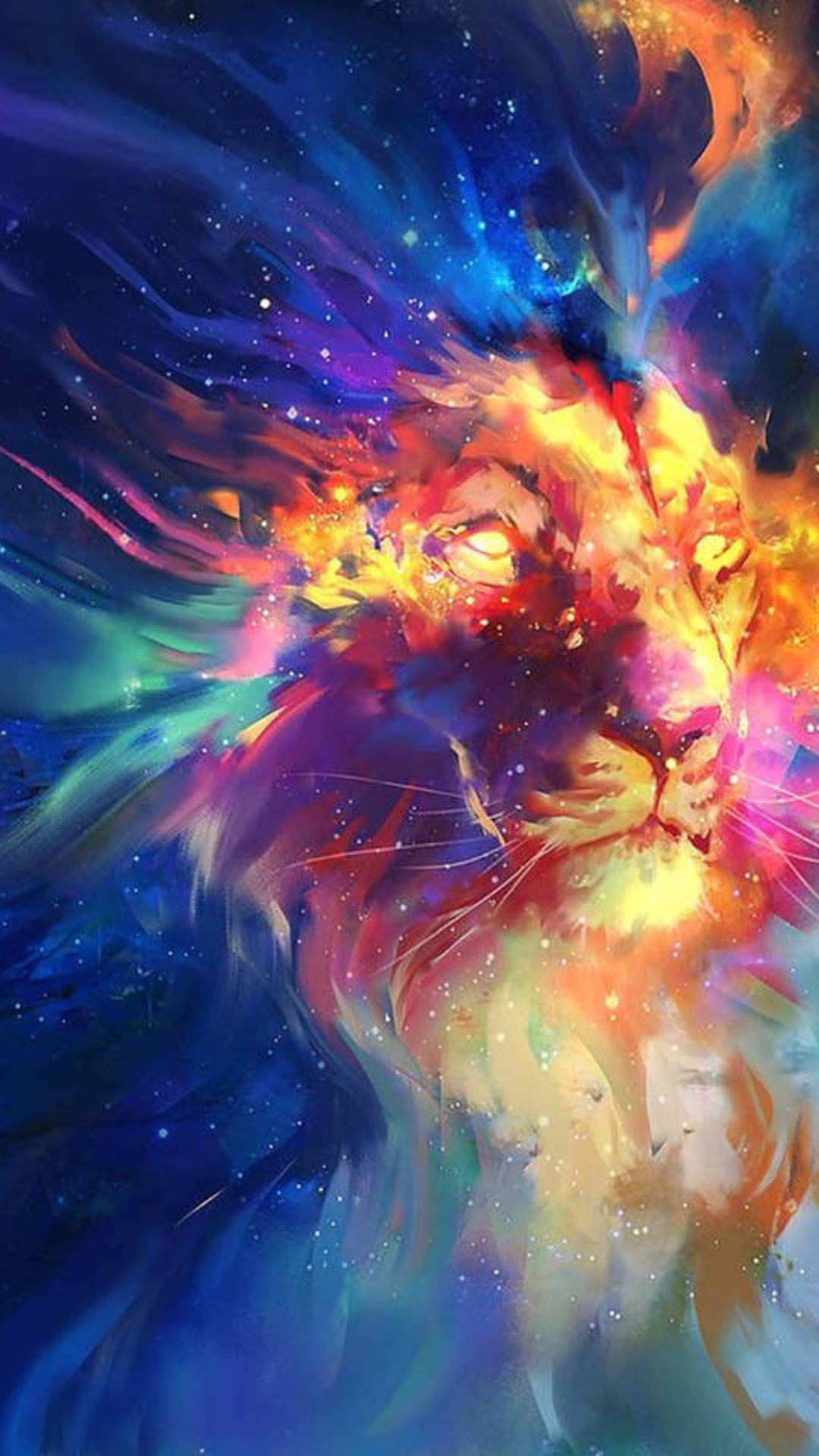 Rainbow Galaxy, lion's head, cosmic nebula, Full HD Phone Wallpaper
