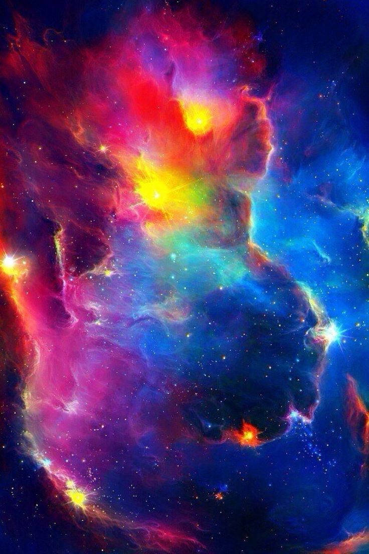 Majestic Colorful Galaxy, vibrant cosmic nebula, fiery reds, SD Phone Wallpaper