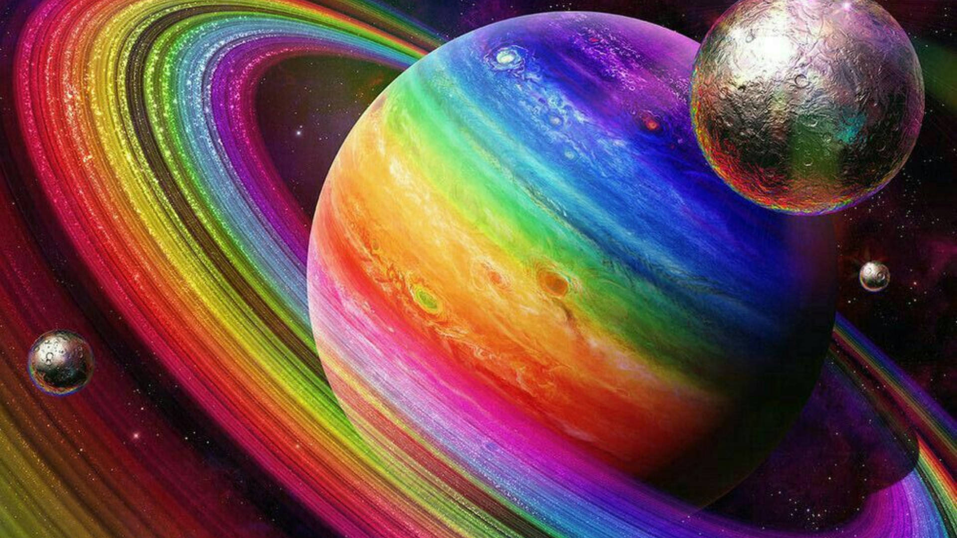 Rainbow Galaxy, rainbow planet, swirling bands, Full HD Desktop Wallpaper