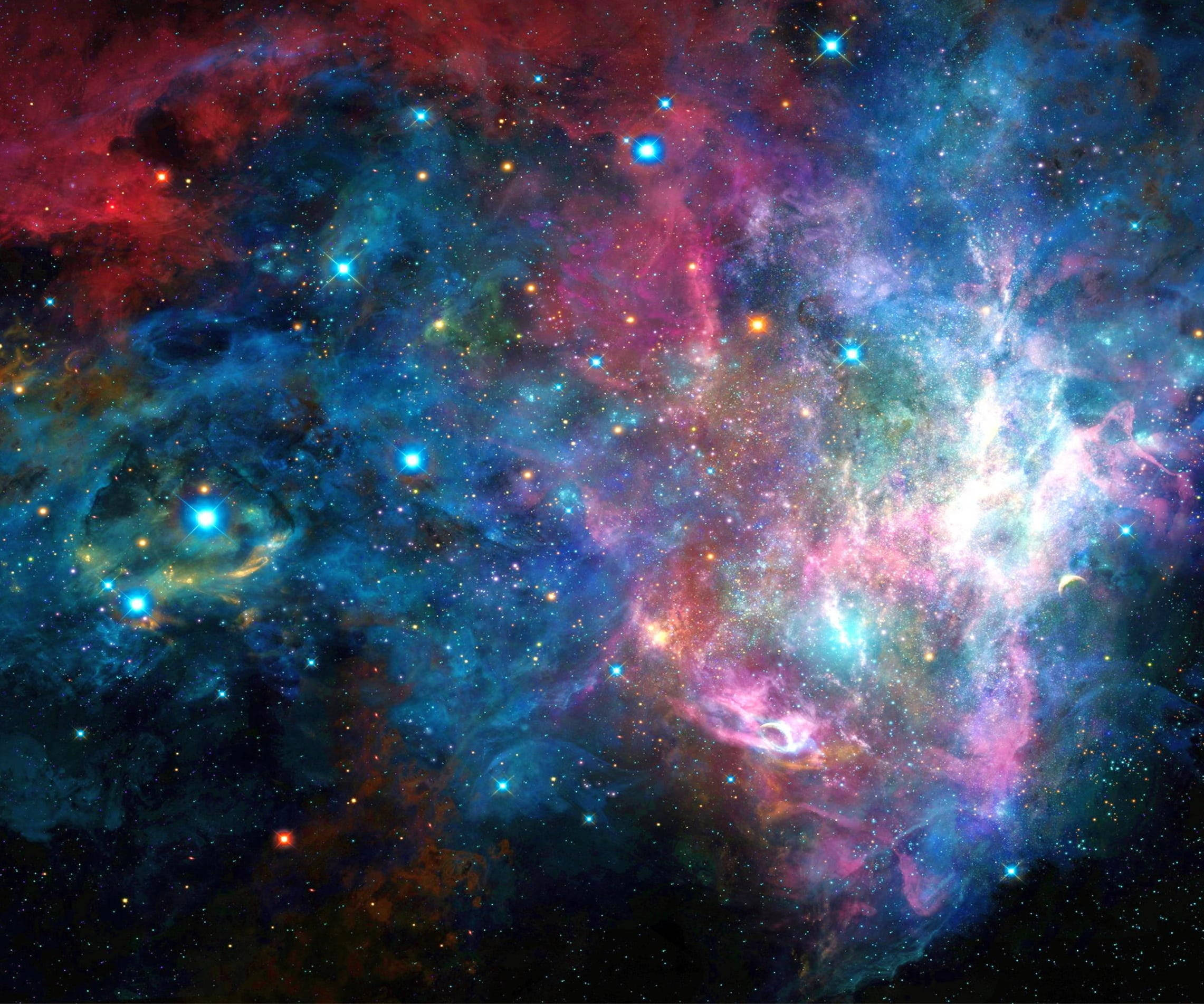 glowing rainbow galaxy, vast universe, cosmic nebula, Full HD Desktop Wallpaper