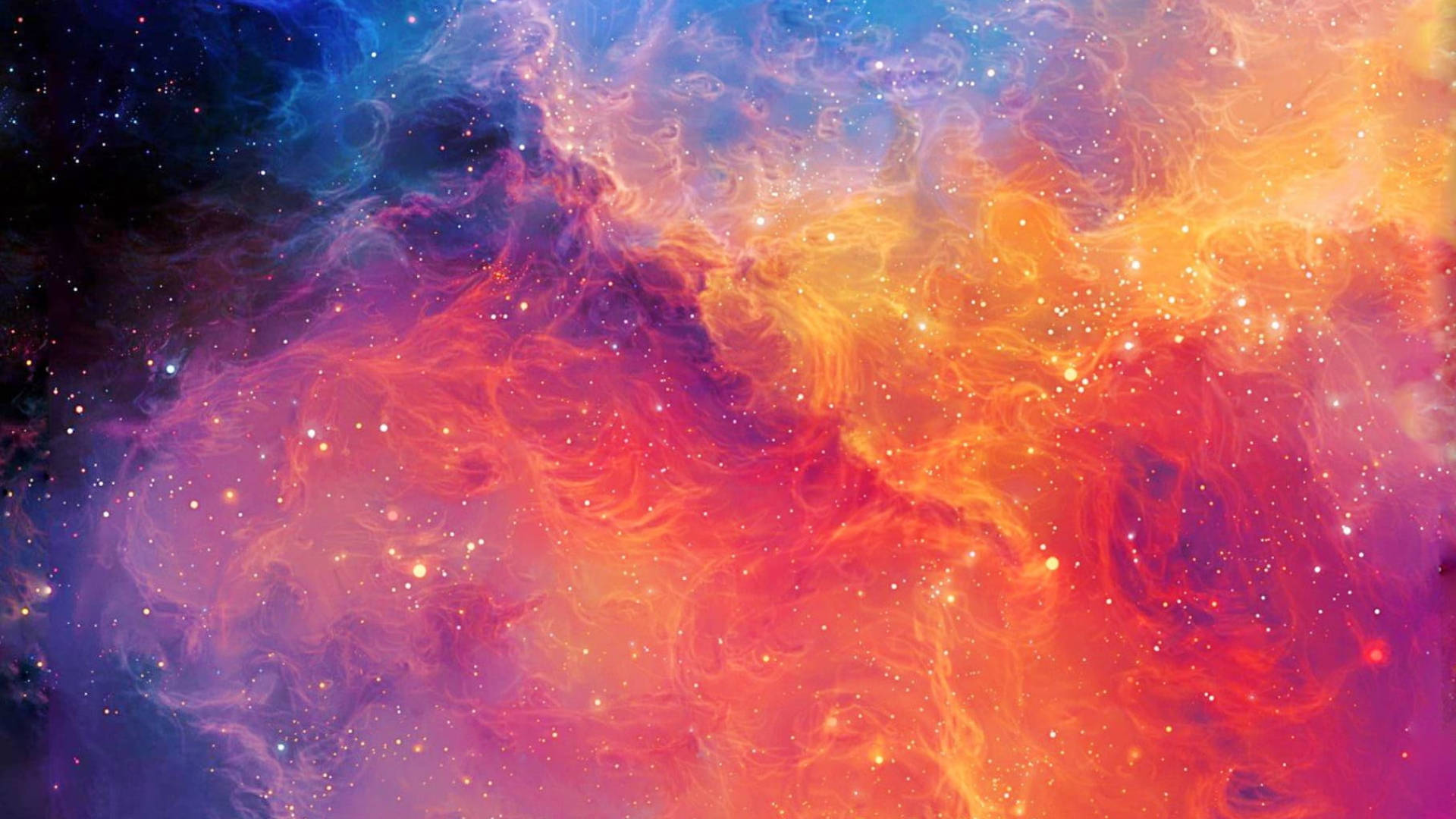 Rainbow Galaxy, fiery orange, cool blue, Full HD Desktop Wallpaper