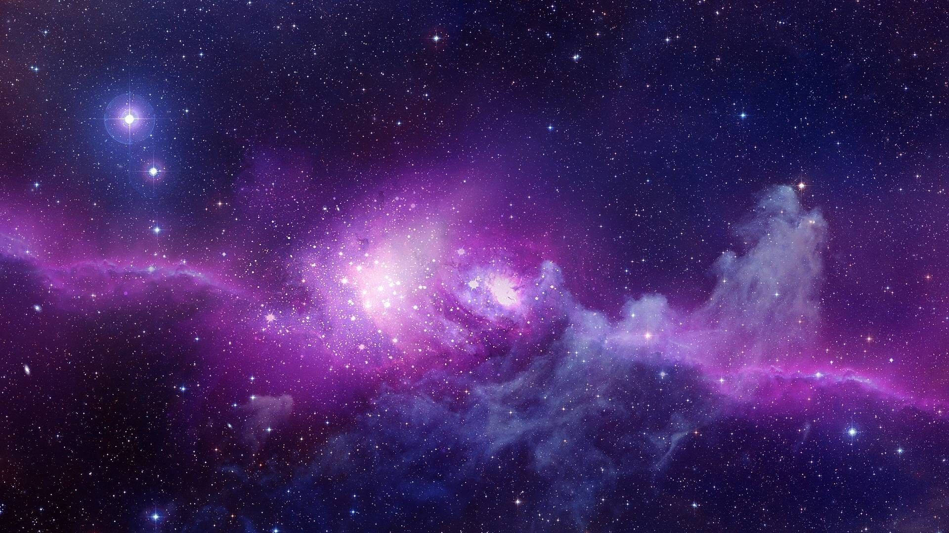 Cute Purple Galaxy, vibrant purple, blue nebula, Full HD Desktop Wallpaper