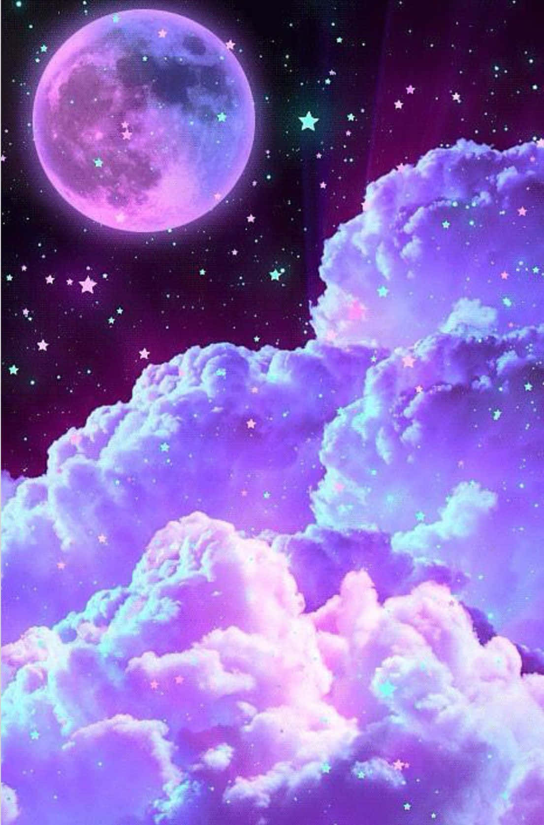 Purple Pastel Galaxy, dreamy purple and pink moonlit sky, glowing stars, HD Phone Wallpaper