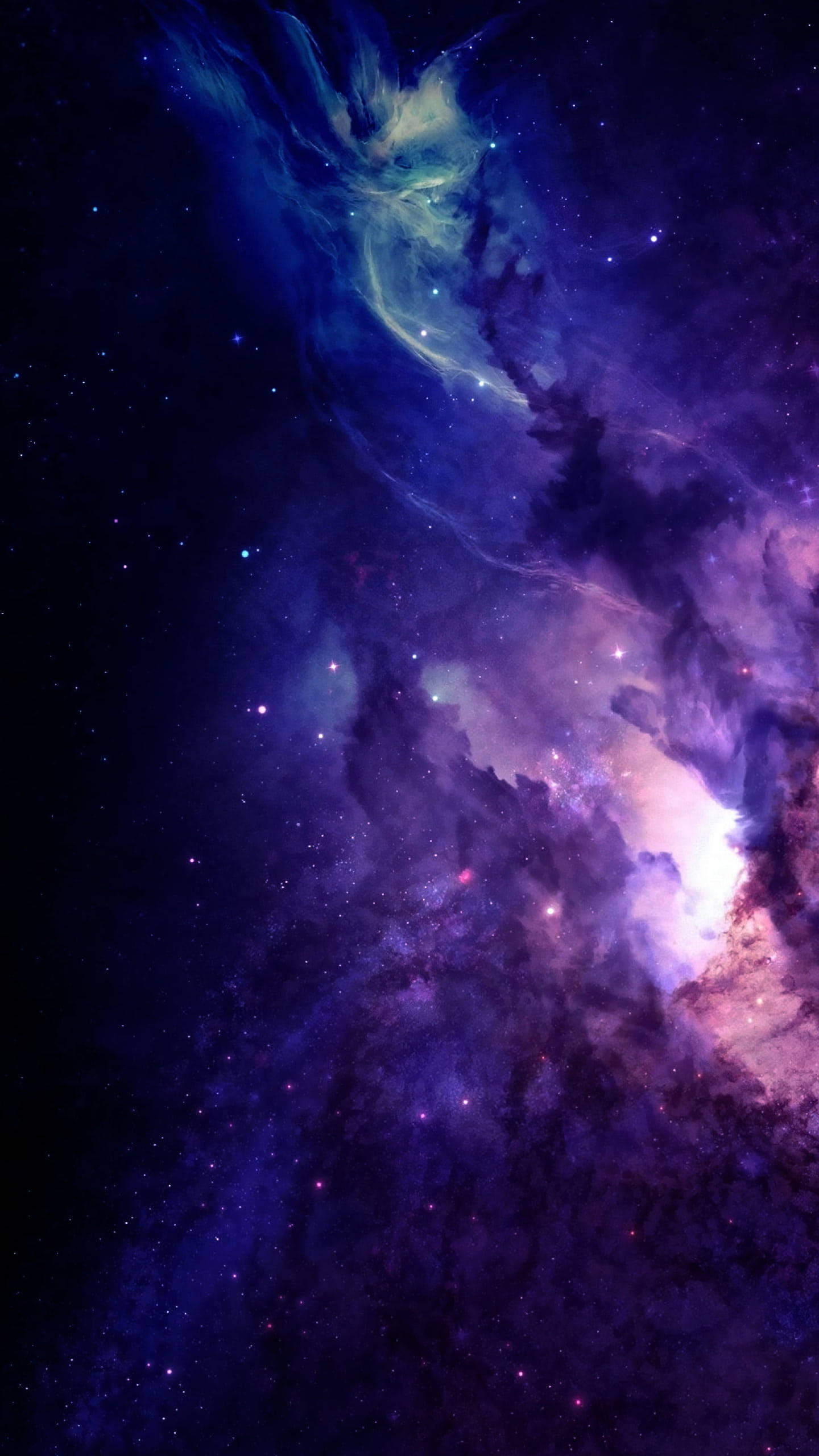 Dark Purple Galaxy, cosmic nebula, vibrant purples, 2K Phone Wallpaper