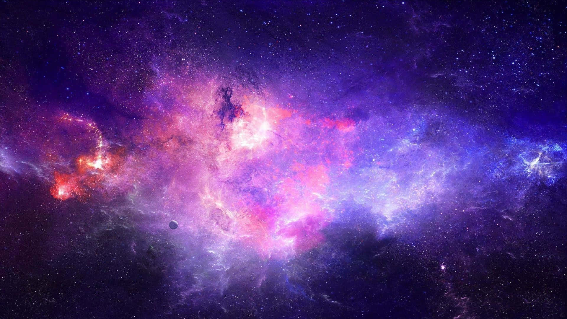 Beautiful Galaxy, purple and pink clouds, cosmic nebula, Full HD Desktop Wallpaper