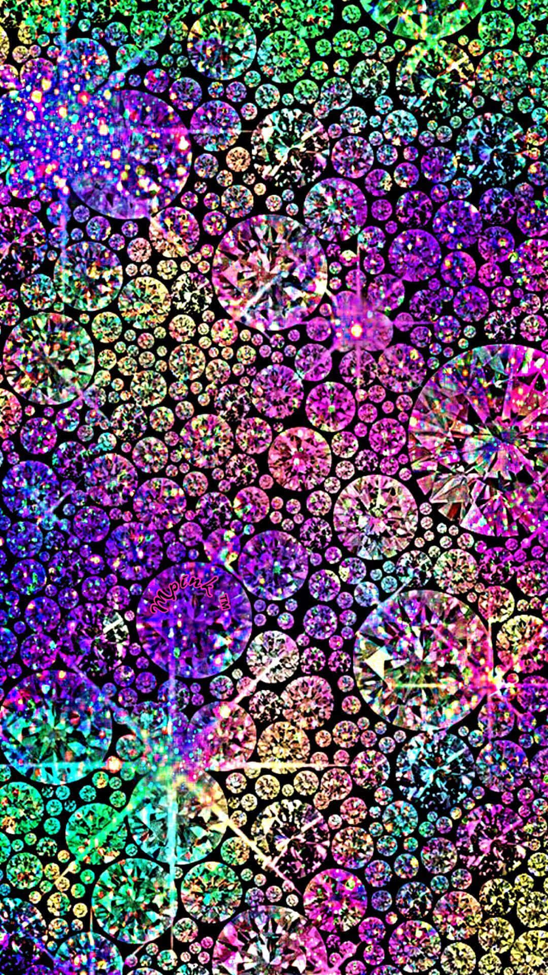rainbow glitter, multicolored gemstones, black background, Full HD Phone Wallpaper
